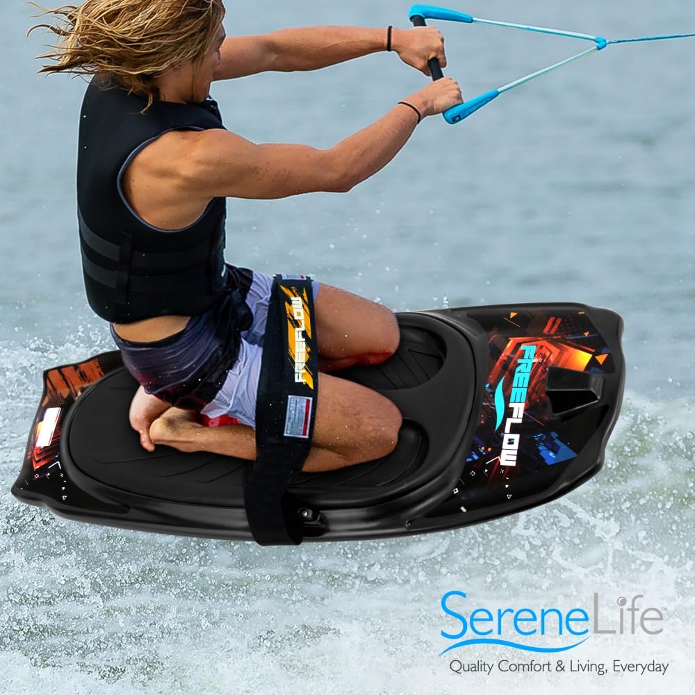 SereneLife Water Sport Kneeboard with Hook for Kids & Adults - Adjustable Strap Kneeboard for Boating, Wakeboarding, Knee Surfing & Water Sports - Perfect for Lakes, Rivers & Ocean Fun