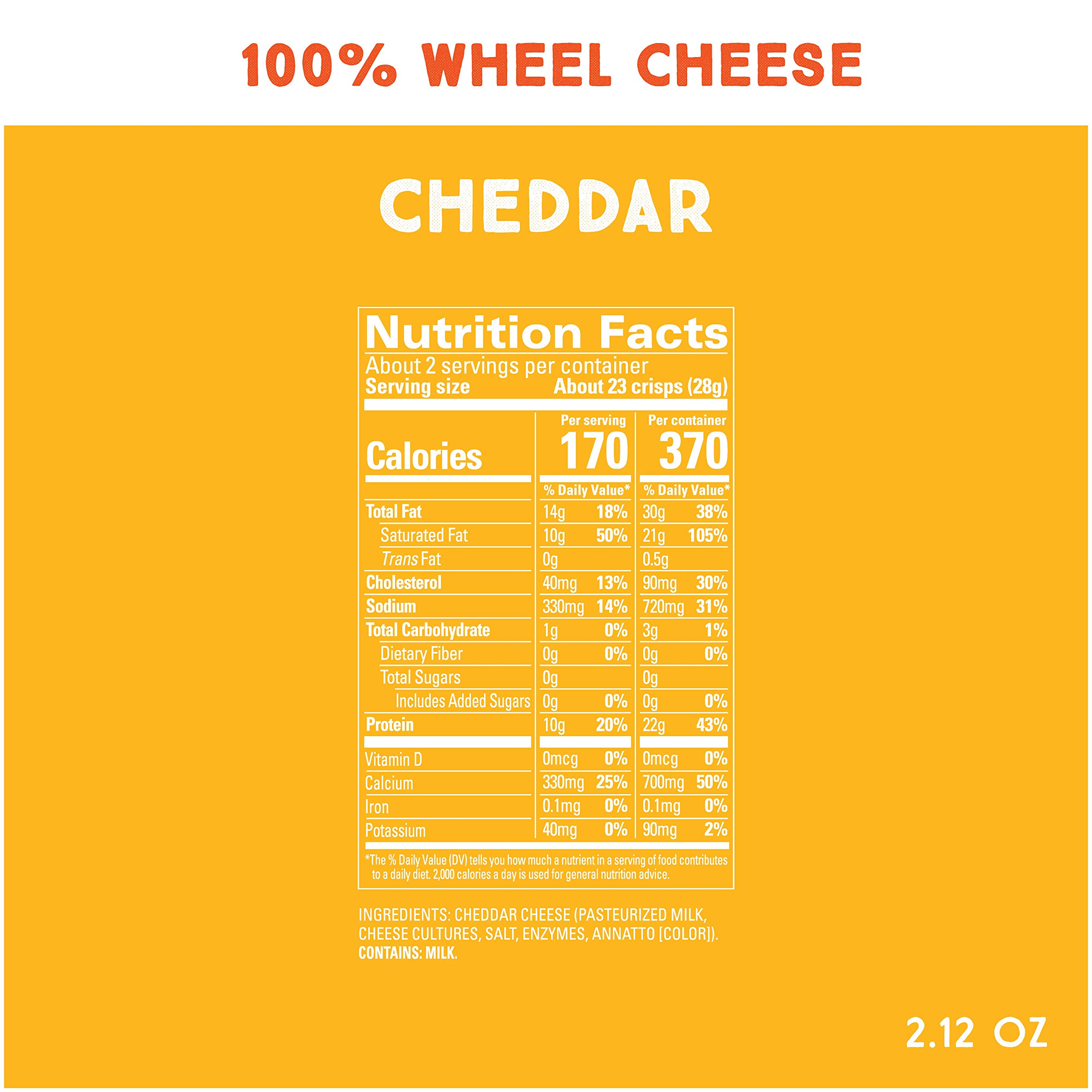 Whisps Cheddar Cheese Crisps - High Protein, Low Carb Keto Snacks - Gluten Free Protein Chips for Healthy Lifestyle (2.12 Oz, 6 Pack) - Perfect for On-the-Go Snacking, Office Lunch, and Keto Diet