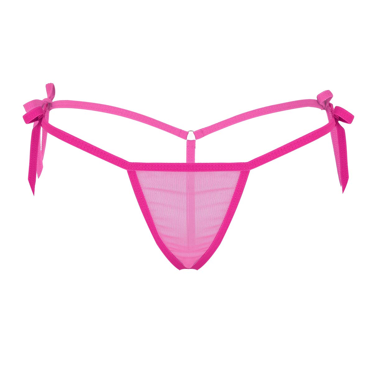 Sexy Sheer Mesh Low Rise Lingerie Tie-Side G-String Thong Panties for Women - T-Back Underwear for Sensual Wear & Special Occasions