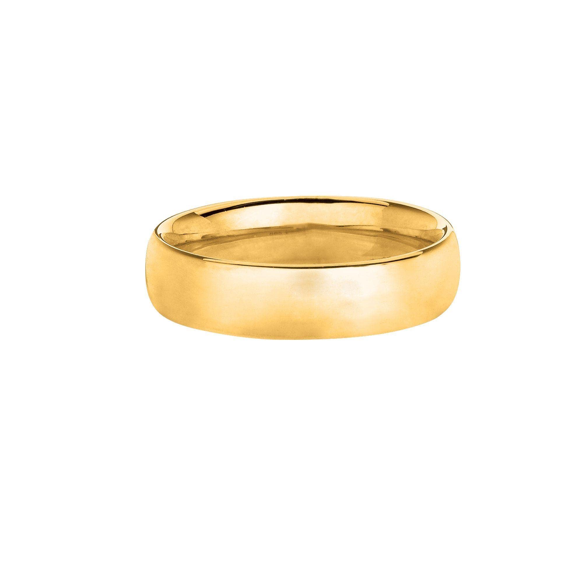 14K Yellow Gold 6mm Comfort Fit Wedding Band for Men & Women - Classic Smooth Ring for Engagement, Anniversary & Everyday Wear