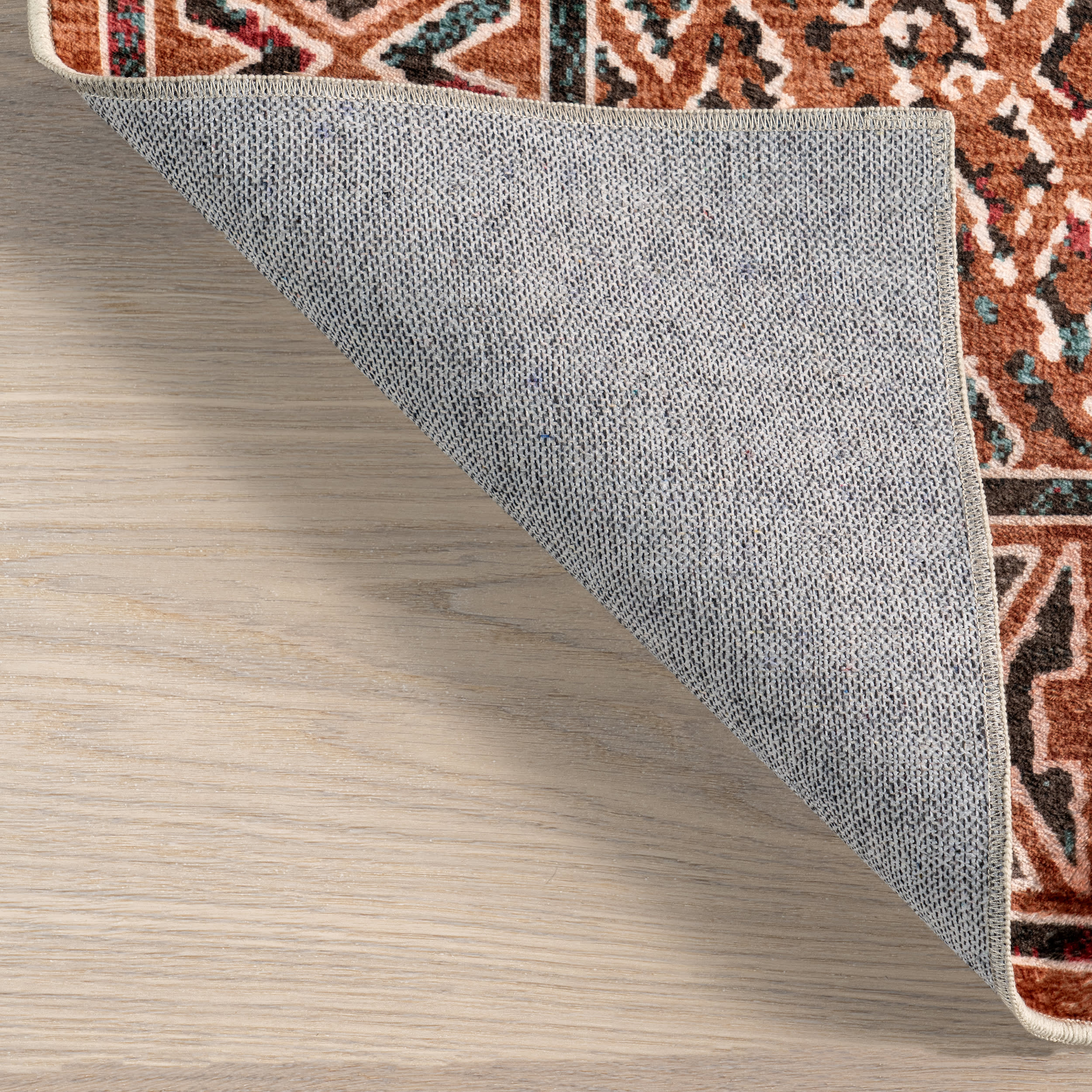 Bagmati Washable Rug - Soft & Durable Orange Area Rug for Living Room, Bedroom, or Nursery - Easy to Clean & Stain Resistant