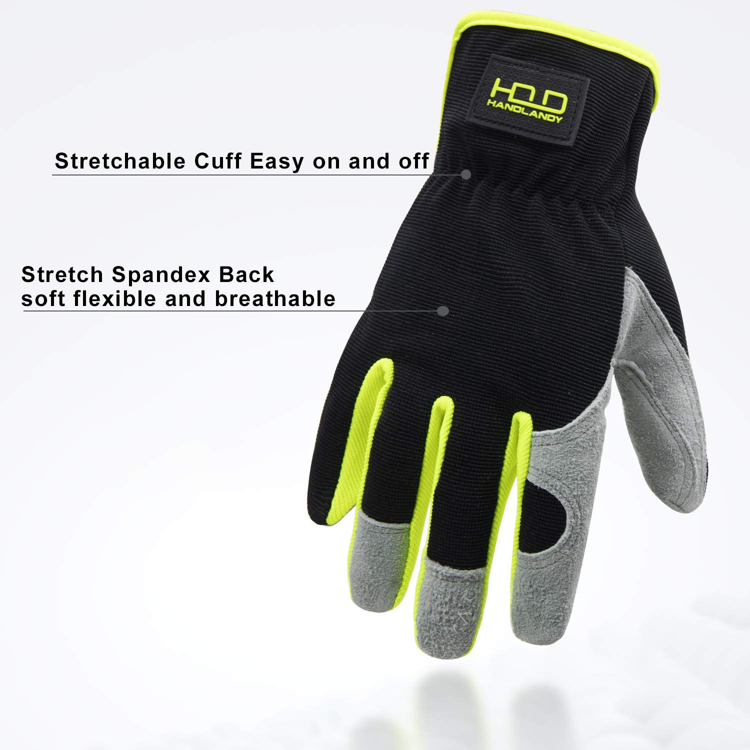 HLDD HANDLANDY Premium Cowhide Leather Gardening Gloves for Men & Women - 2 Pairs Durable Utility Work Gloves for Mechanics, Construction, Driving & Outdoor Activities (Medium, Grey) - Perfect for Gardening, Landscaping, DIY Projects & Heavy Duty Work