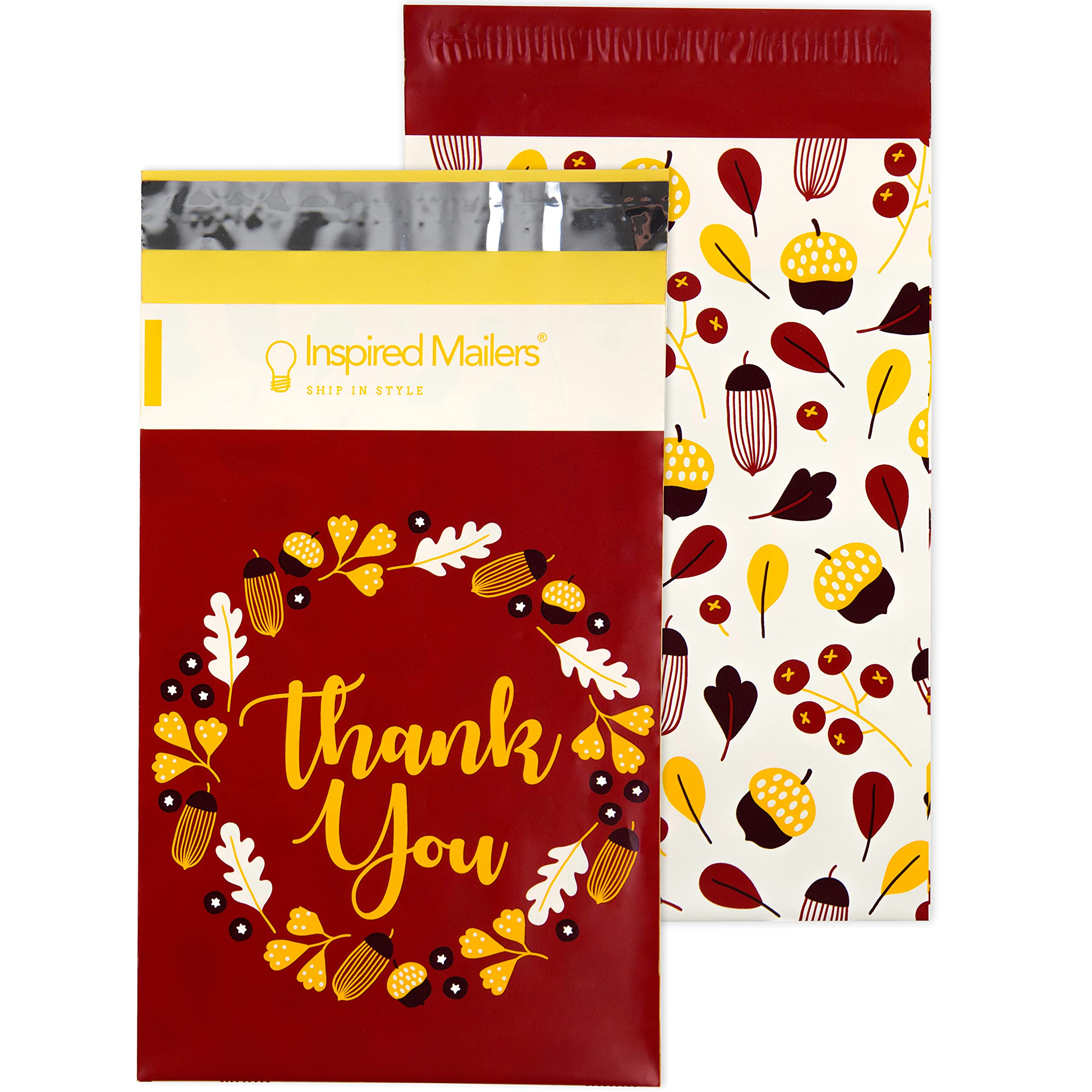 6x9 Poly Mailers 100 Pack - Autumn Thank You Shipping Bags for Small Packages | Waterproof Mailing Envelopes for Ecommerce, Subscription Boxes & Gift Wrapping