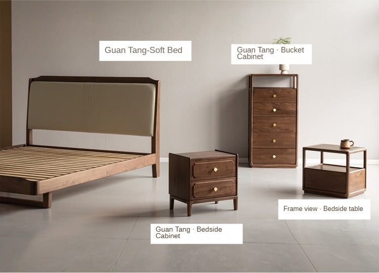 Premium Black Walnut Solid Wood Nightstand with Locking Storage | Modern Bedside Table for Bedroom, Living Room & Office | Durable Wooden Cabinet with Secure Drawer