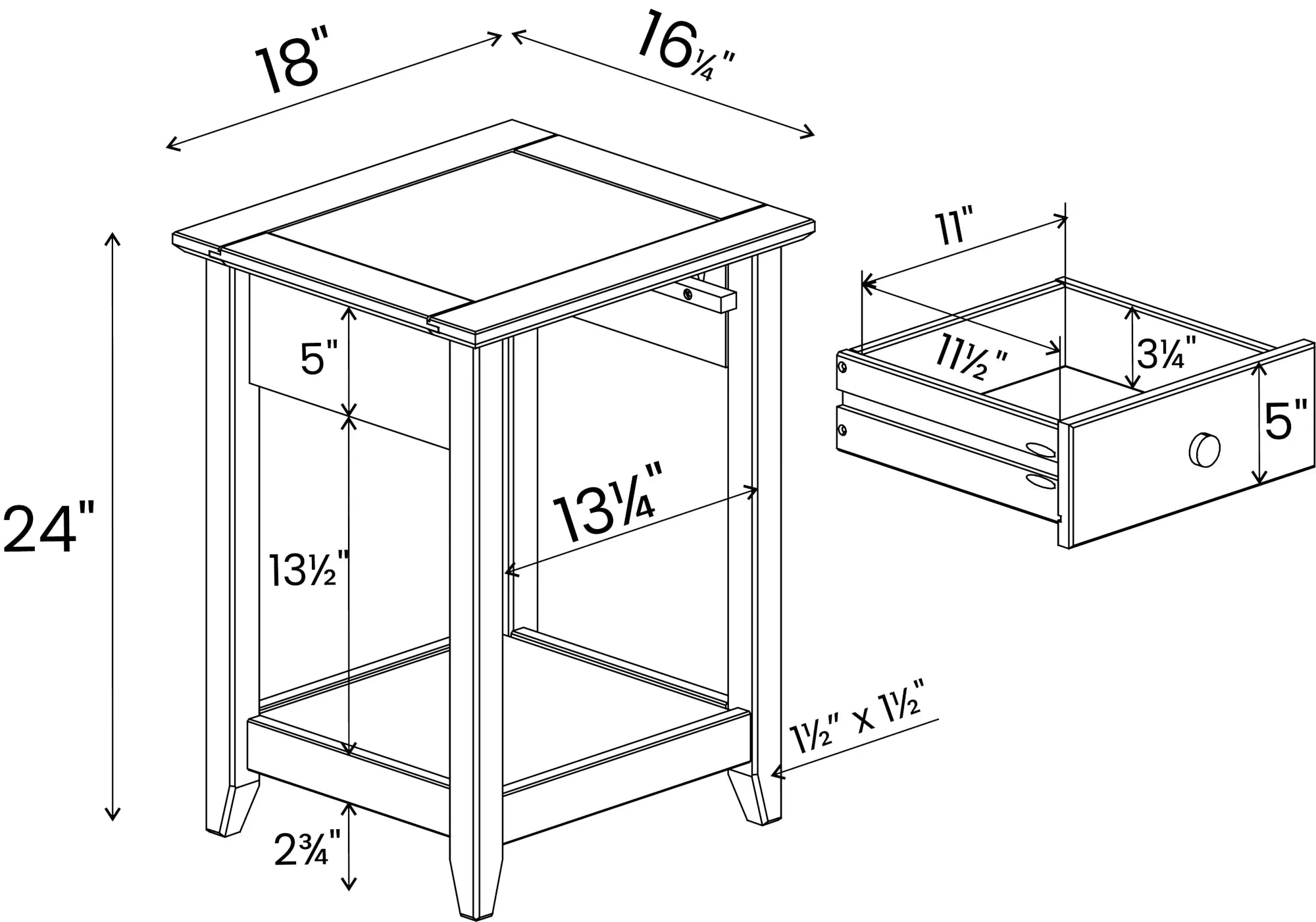 Greenport Modern End Table - Small Side Table for Living Room, Bedroom, or Office - Nightstand with Storage Shelf - Compact Accent Table for Home Decor