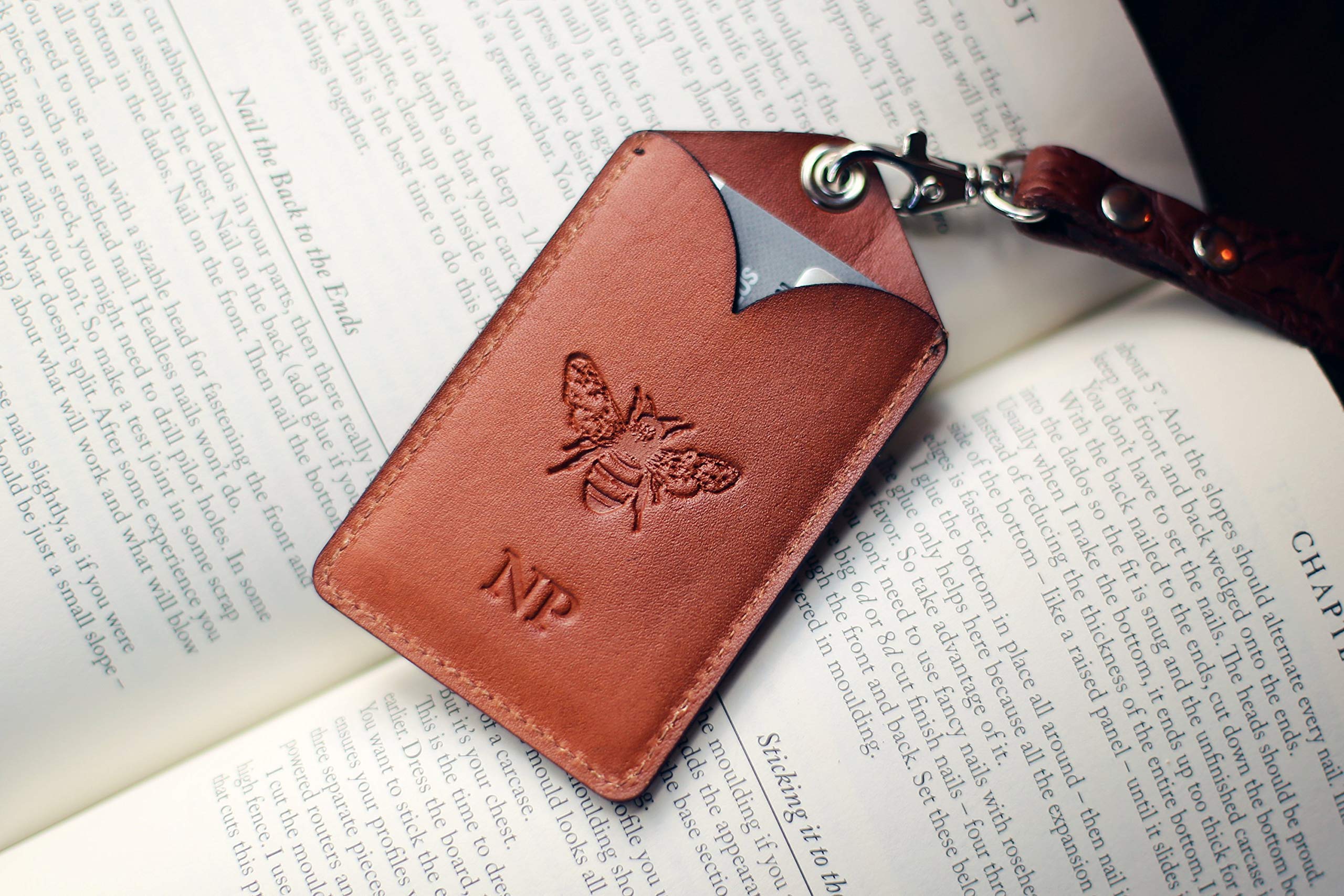Premium Custom Leather ID Holder with Card Pocket - RFID Blocking Badge Holder for Work, School & Events - Personalized Name & Logo Options