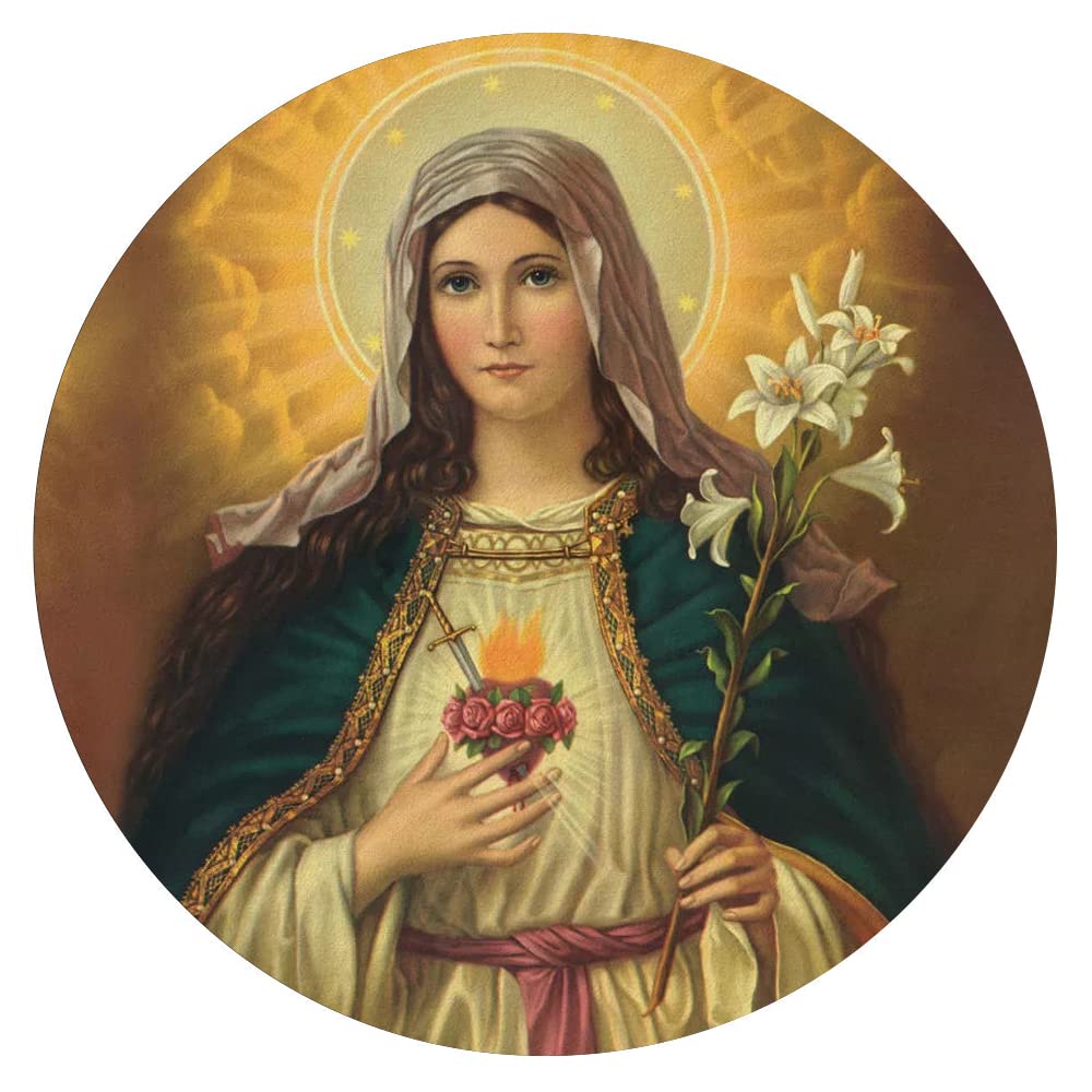 300 Piece Wall Art Puzzle - Faith Collection Our Lady Poster Puzzle, Round Wooden Puzzle for Adults, Stress Relief & Educational Toy, Parent-Child Game, Home Decor & Gift Idea
