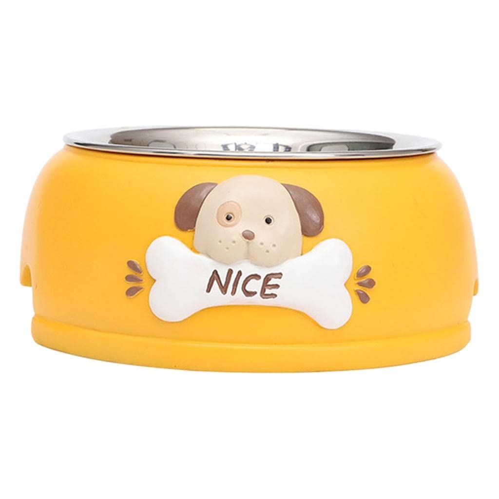 Premium Stainless Steel Pet Bowl for Dogs & Cats - Non-Slip Durable Pet Food & Water Dish - Yellow Pet Feeder for Indoor & Outdoor Use | Perfect for Mealtime & Travel | Pet Supplies, Dog & Cat Accessories