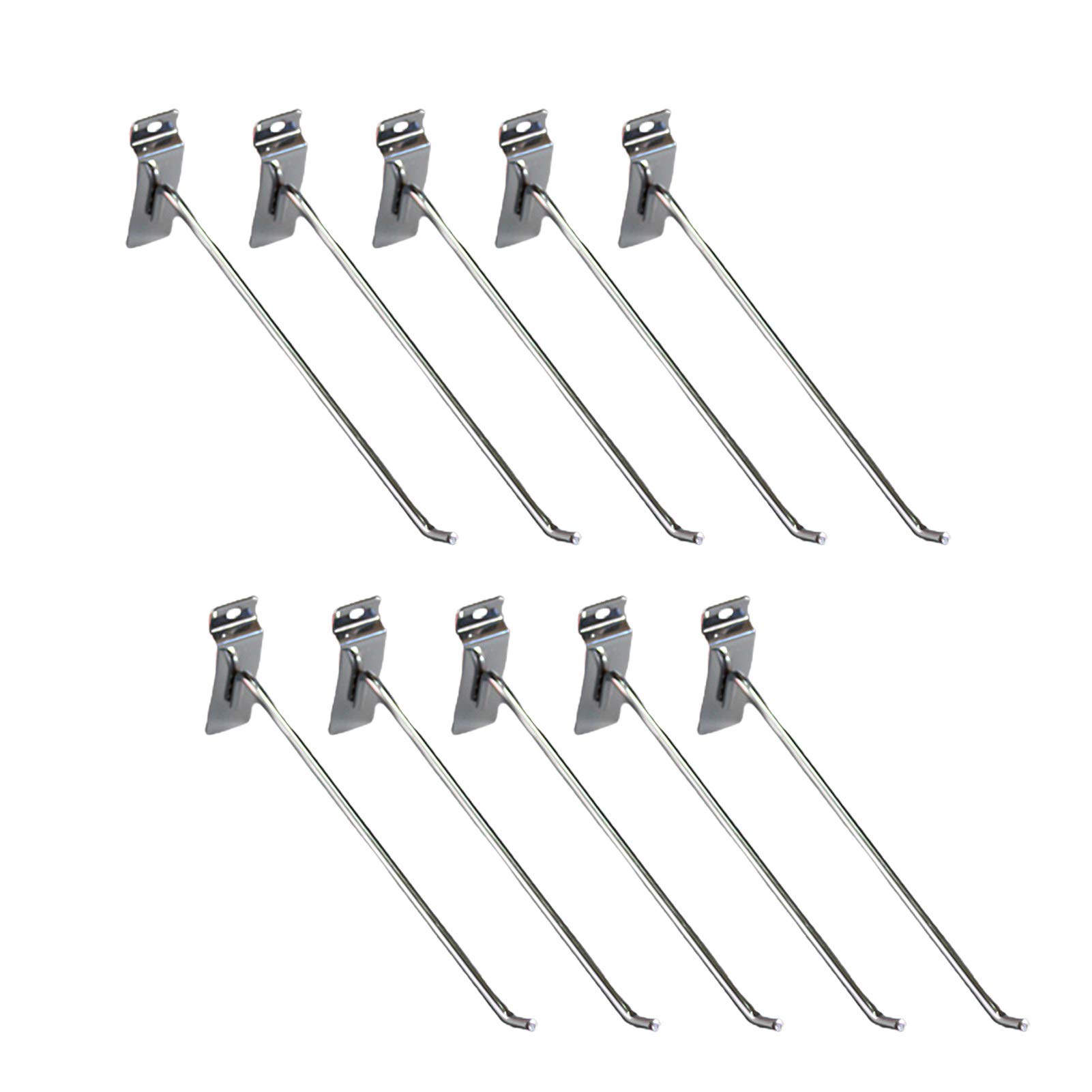 10Pcs Heavy Duty Iron Slatwall Hooks - Straight Prong Hangers for Wall Mounting in Home, Kitchen, Bathroom, Garage & Retail Shops | Durable Storage Solution for Hanging Tools, Towels & Retail Displays