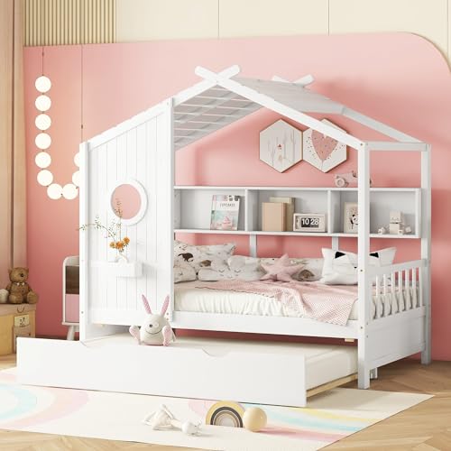 White(with Trundle and Shelf)