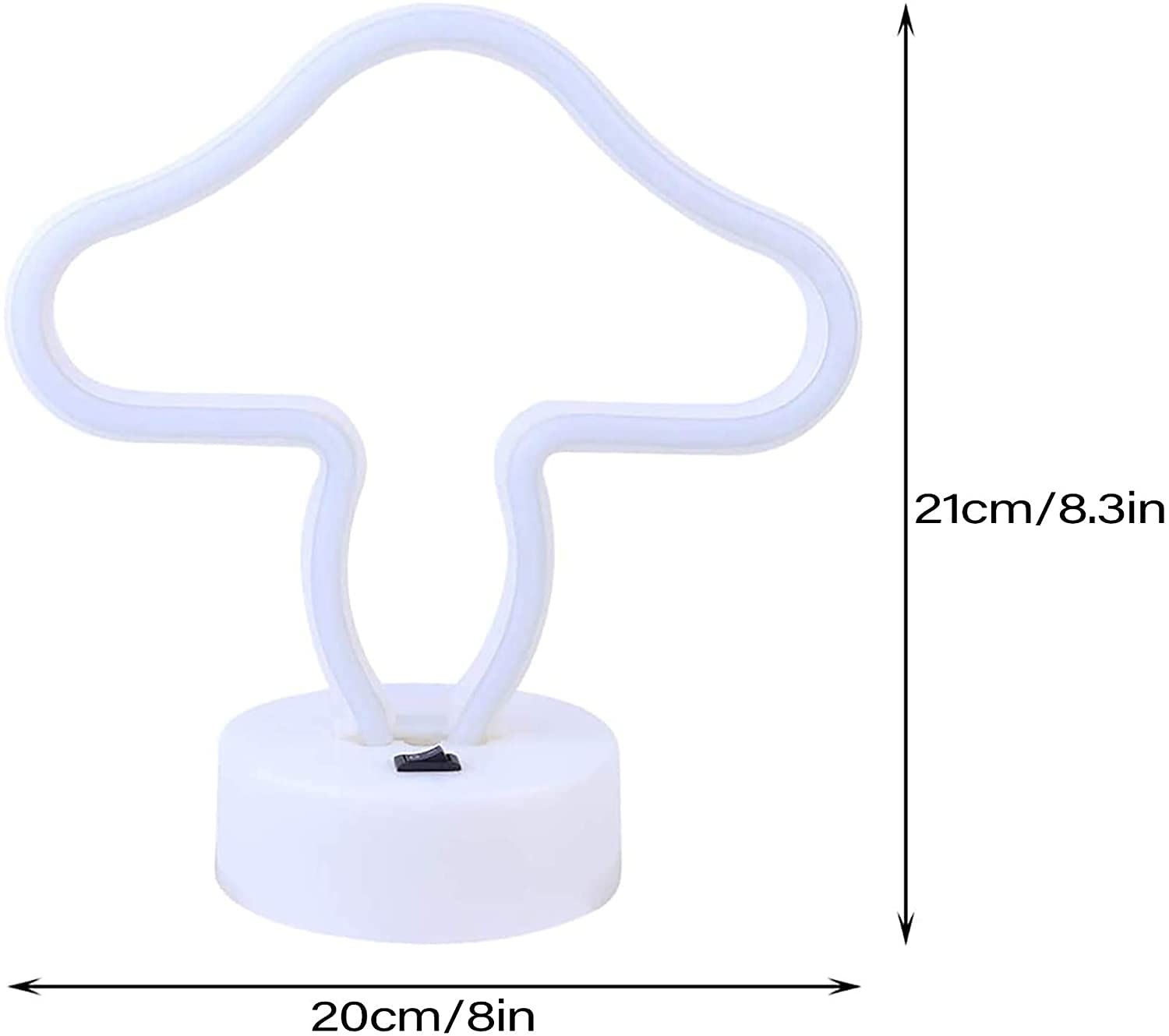 LED Cat Neon Night Light - USB/Battery Powered Wall Decor for Kids Bedroom (Mushroom Design) - Perfect Nursery & Playroom Lighting