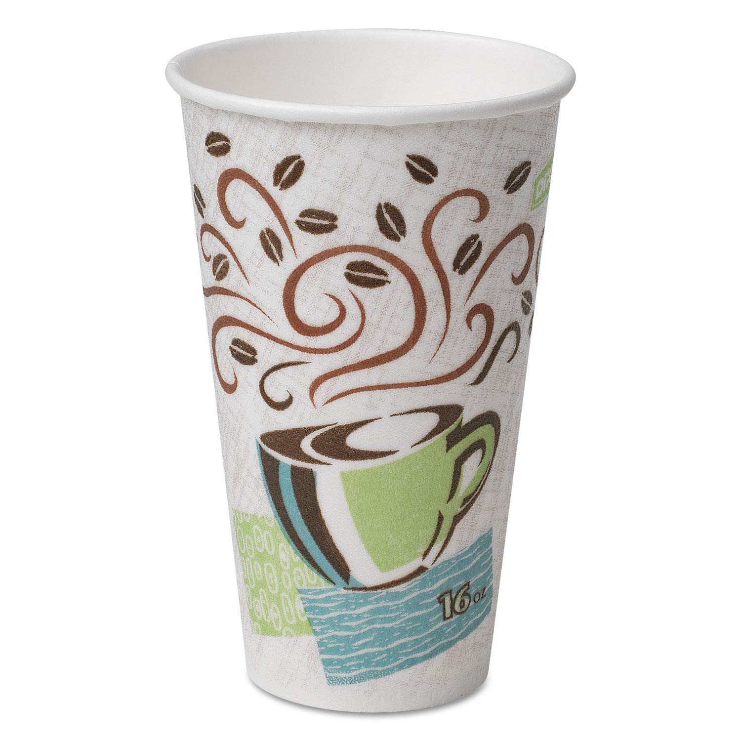 GP PRO Dixie PerfecTouch 16 oz Disposable Paper Coffee Cups - Coffee Haze Design (1000 Count, 50 Cups/Sleeve, 20 Sleeves/Case) - Ideal for Offices, Cafes & Catering Events