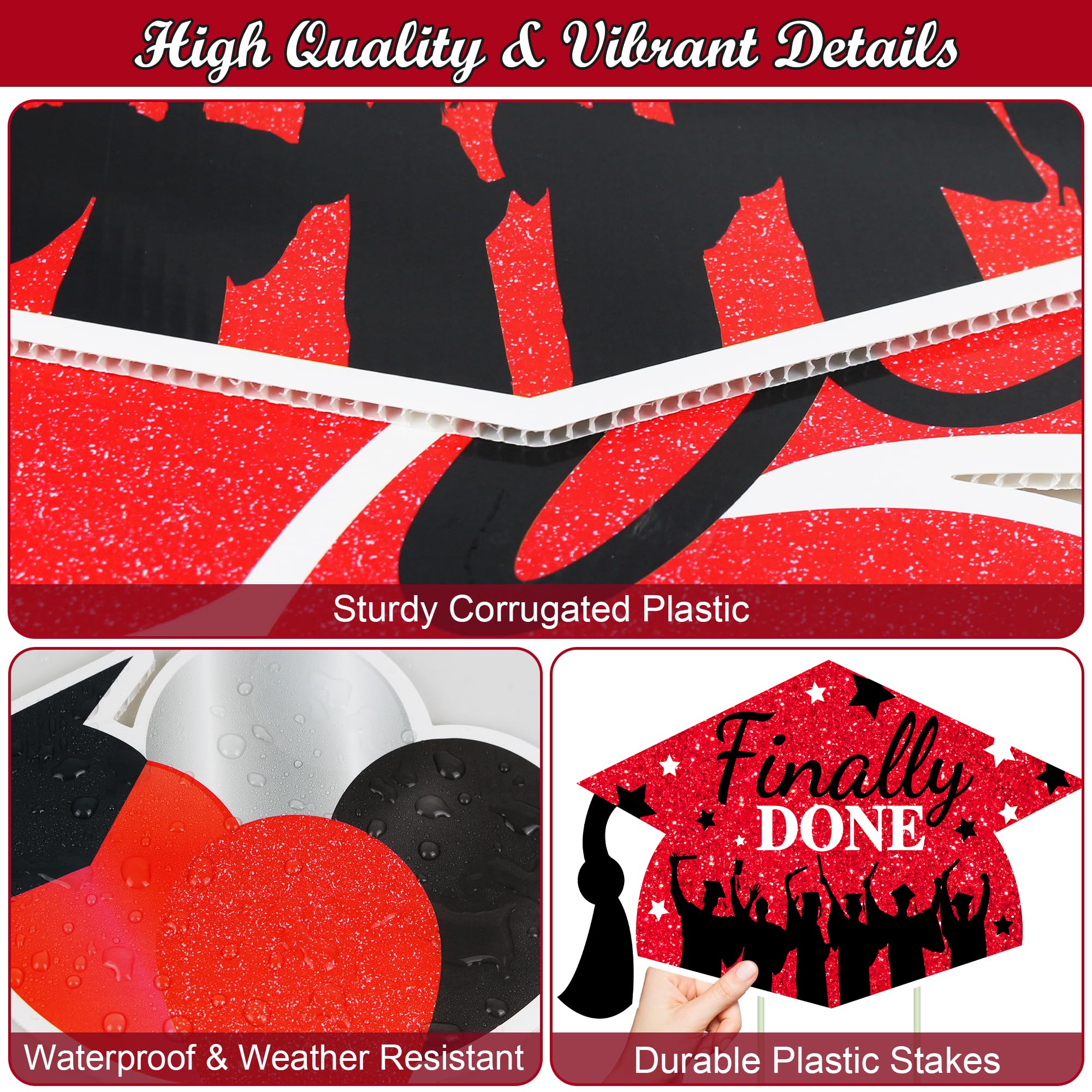 2025 Graduation Yard Signs & Stakes - Outdoor Lawn Decor for High School & College Grads - Congrats Class of 2025 Party Decorations (Red) - Perfect for Graduation Ceremonies, Backyard Celebrations & Photo Backdrops