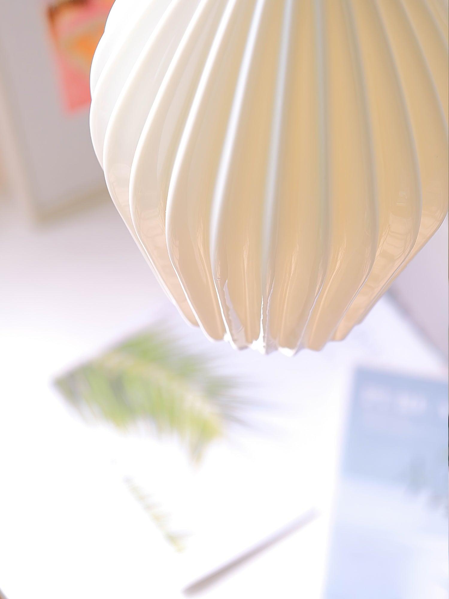 Modern Ceramic Ribbed Pendant Light Fixture - Handcrafted Farmhouse Ceiling Lamp for Kitchen Island, Dining Room & Bedroom Lighting