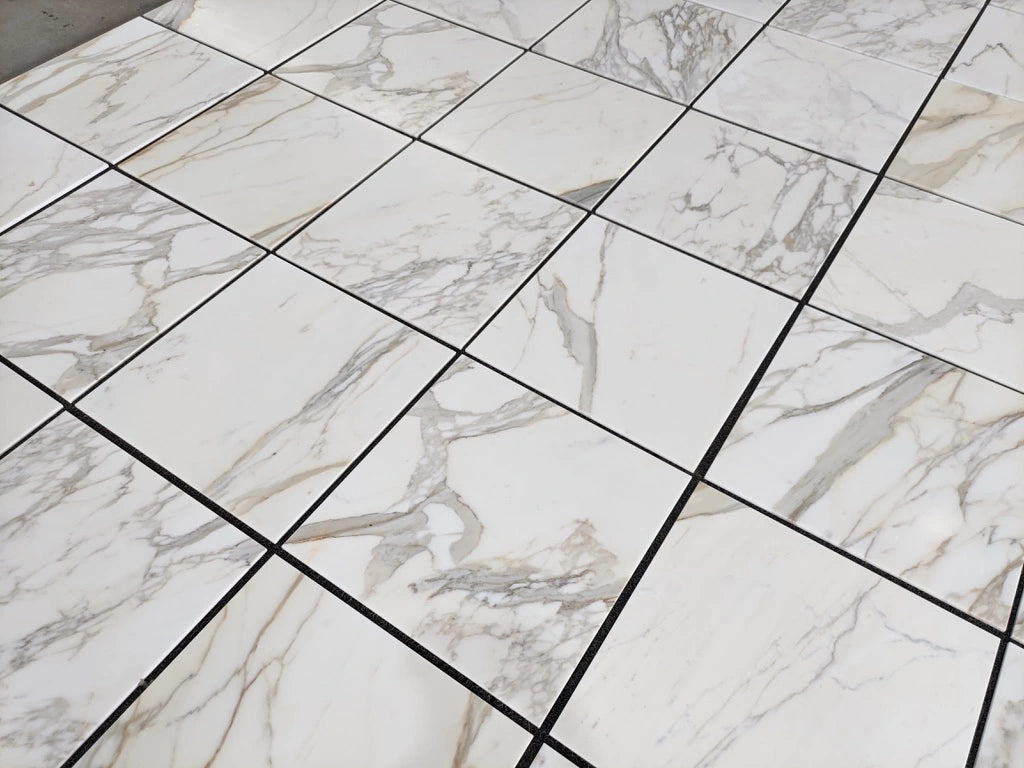 Premium Calacatta Gold Marble Tile 24x24 Inches - Polished Porcelain Floor & Wall Tile for Kitchen, Bathroom, and Luxury Home Decor