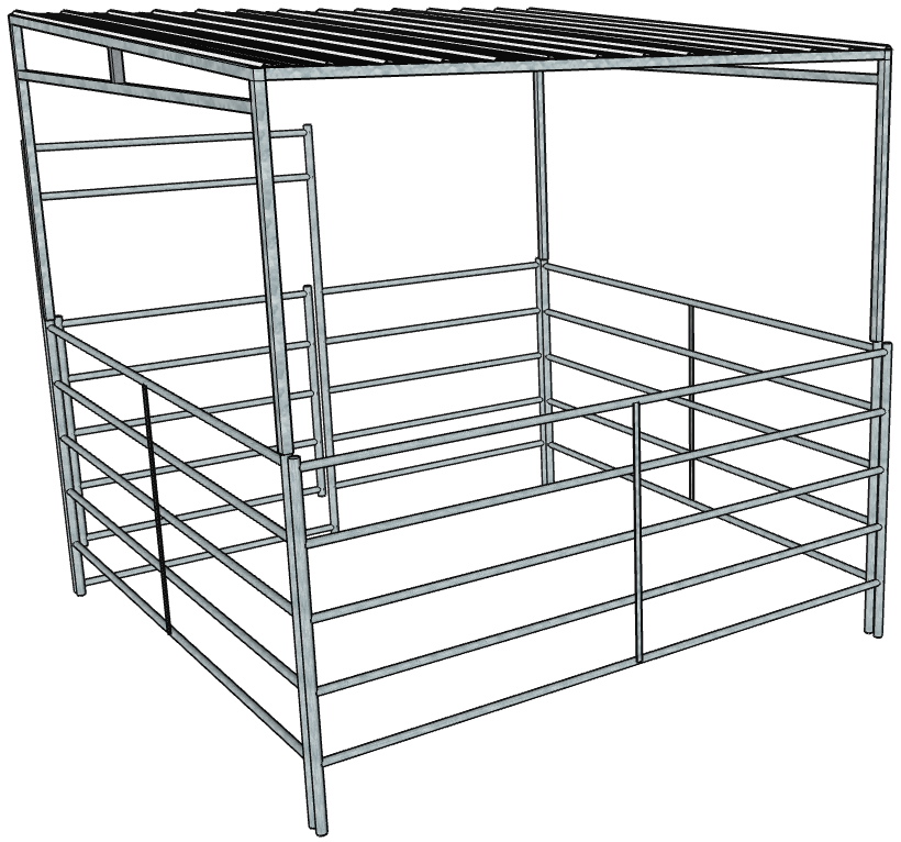 10x10 Ft Galvanized Steel 5-Rail Horse Stall Kit with Roof - Durable Stable for Horses, Ponies & Livestock - Perfect for Barns, Farms & Pastures