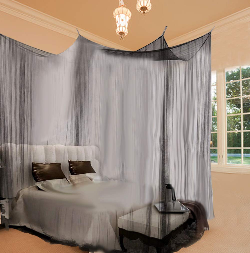 Foldable Mosquito Net for Full to King Size Bed - Portable & Adjustable Canopy Netting for Indoor & Outdoor Use (Black) | Perfect for Camping, Travel, and Home Protection