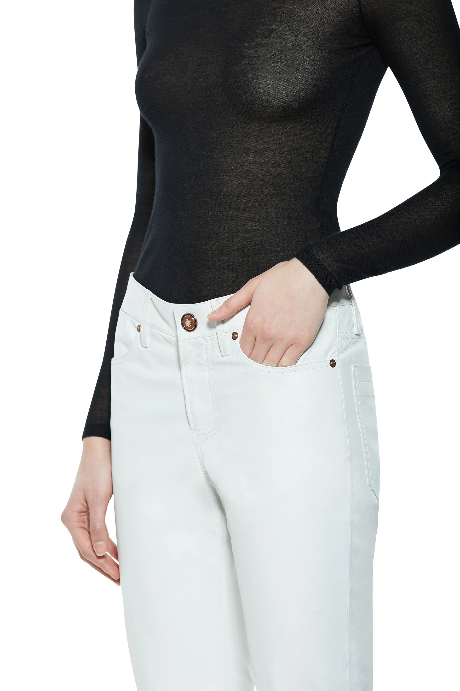 Premium White Nappa Leather Charles Pants - Men's Luxury Dress Pants for Business, Office & Formal Occasions