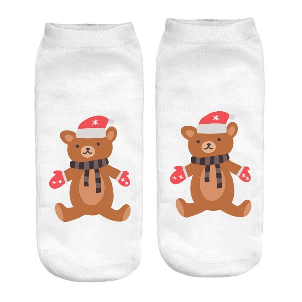 3 Pairs Women's Compression Socks - 3D Cartoon Funny Christmas Novelty Printed Ankle Socks - Moisture-Wicking, Soft & Breathable - Perfect for Nurses, Travel, Running & Workout - White