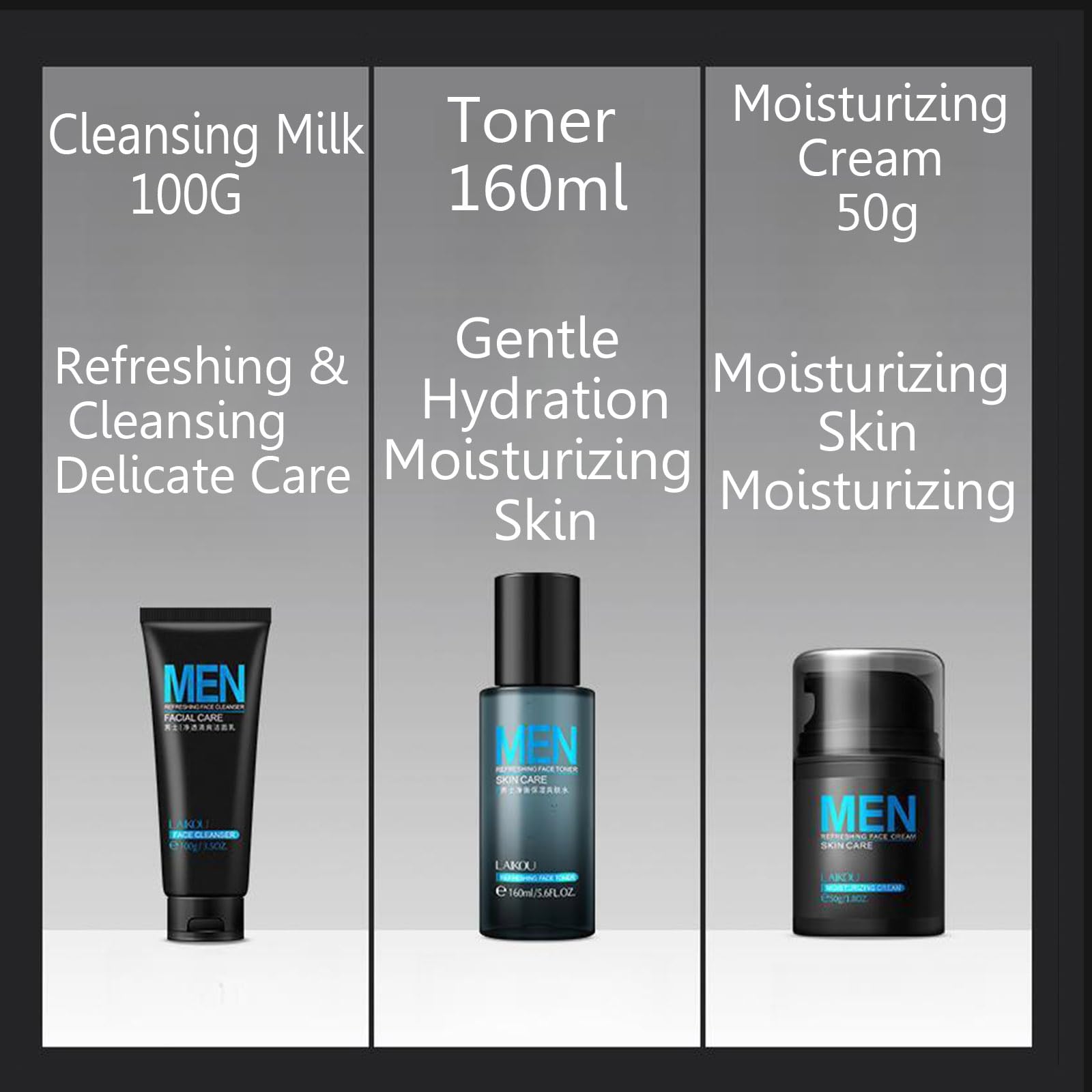 Men's Seaweed Facial Skin Care Kit - Face Wash, Toner & Moisturizer for Dry, Tired Skin | Hydrating & Cleansing Skincare Essentials | Perfect Gift for Men, Boyfriend & Husband | Daily Skincare Routine & Travel Essentials