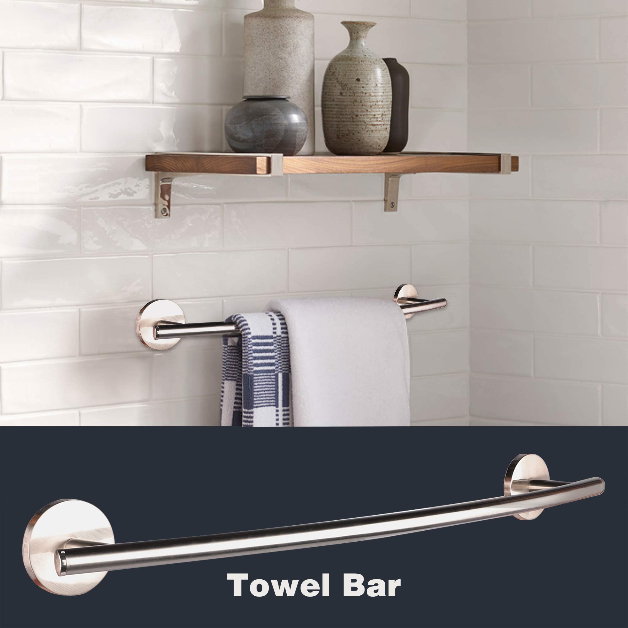 24 Inch Crystal LED Vanity Light Fixture with 4-Piece Hardware Towel Bar Set - Modern Bathroom Lighting & Accessories for Spa-Like Luxury (Perfect for Master Bath, Powder Room & Guest Bath Decor)