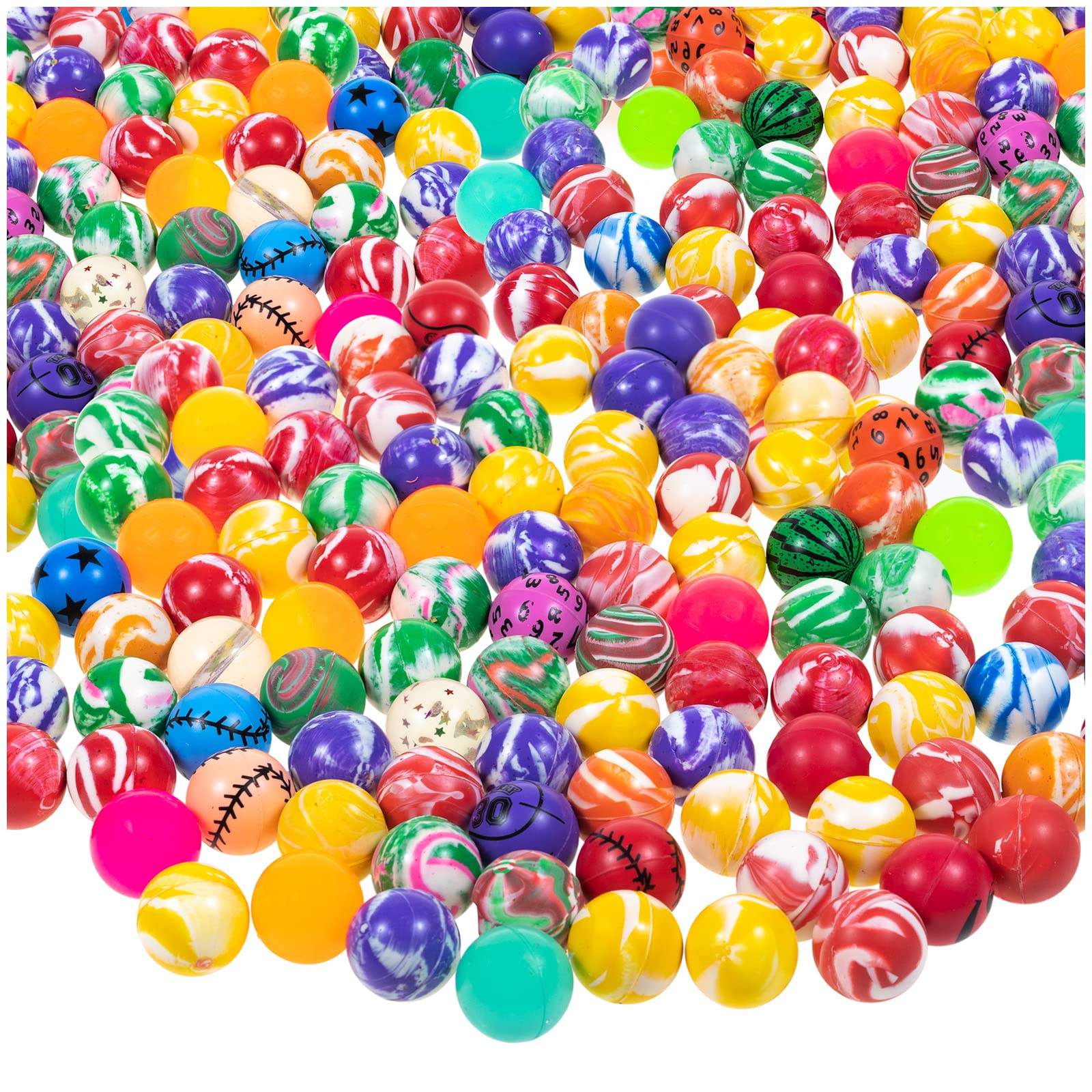 MATICAN Bulk Bouncy Balls - 100-Pack Assorted Color Rubber High Bounce Balls for Kids, Birthday Party Favors, Carnival Prizes & School Rewards - Fun Outdoor Play & Stress Relief Toys