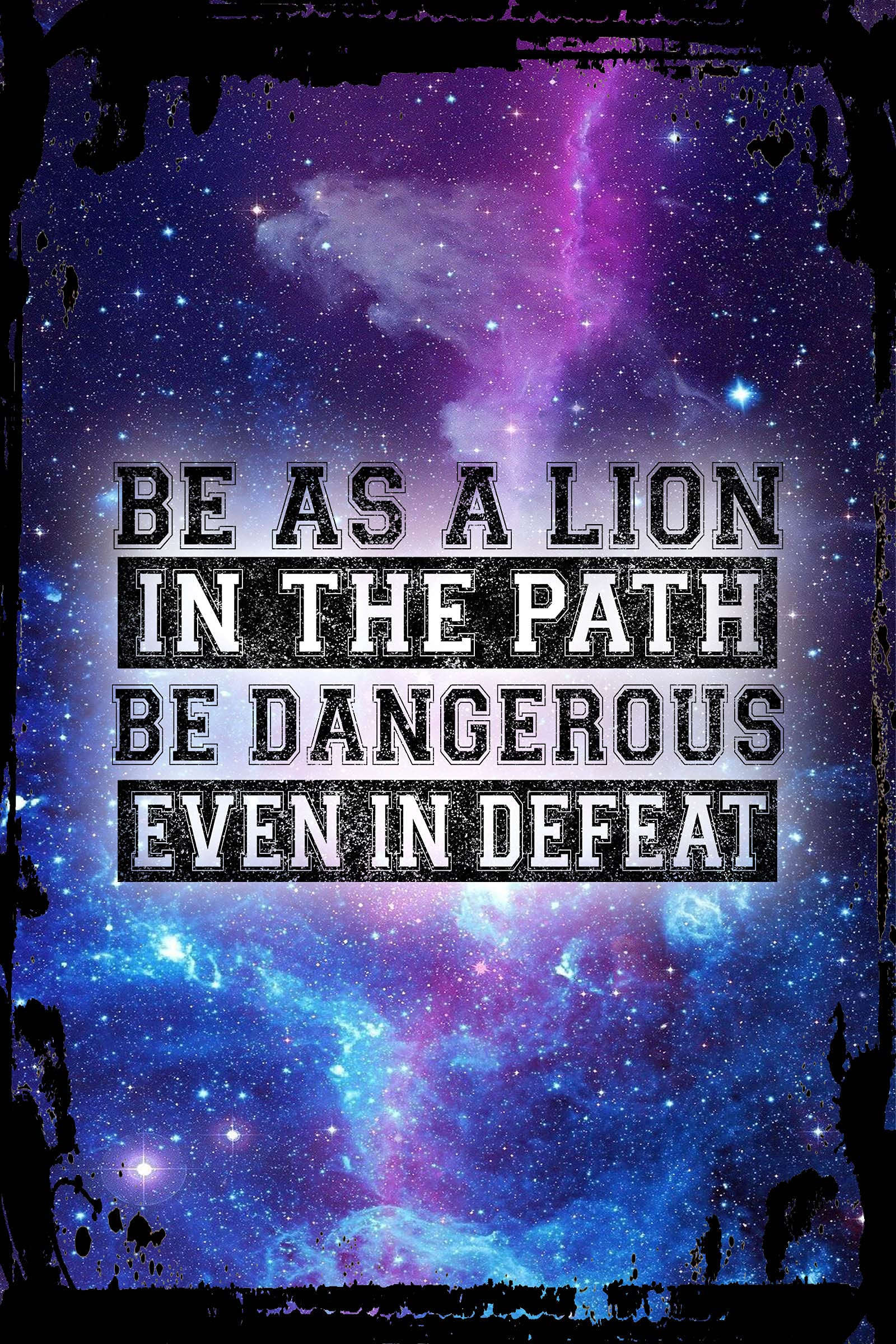 Galaxy Inspirational Lion Wall Art - Motivational Metal Wall Decor for Home & Office - Be a Lion in the Path, Dangerous in Defeat - Unique Funny Gift for Men & Women - Perfect for Living Room, Bedroom, or Office Decor