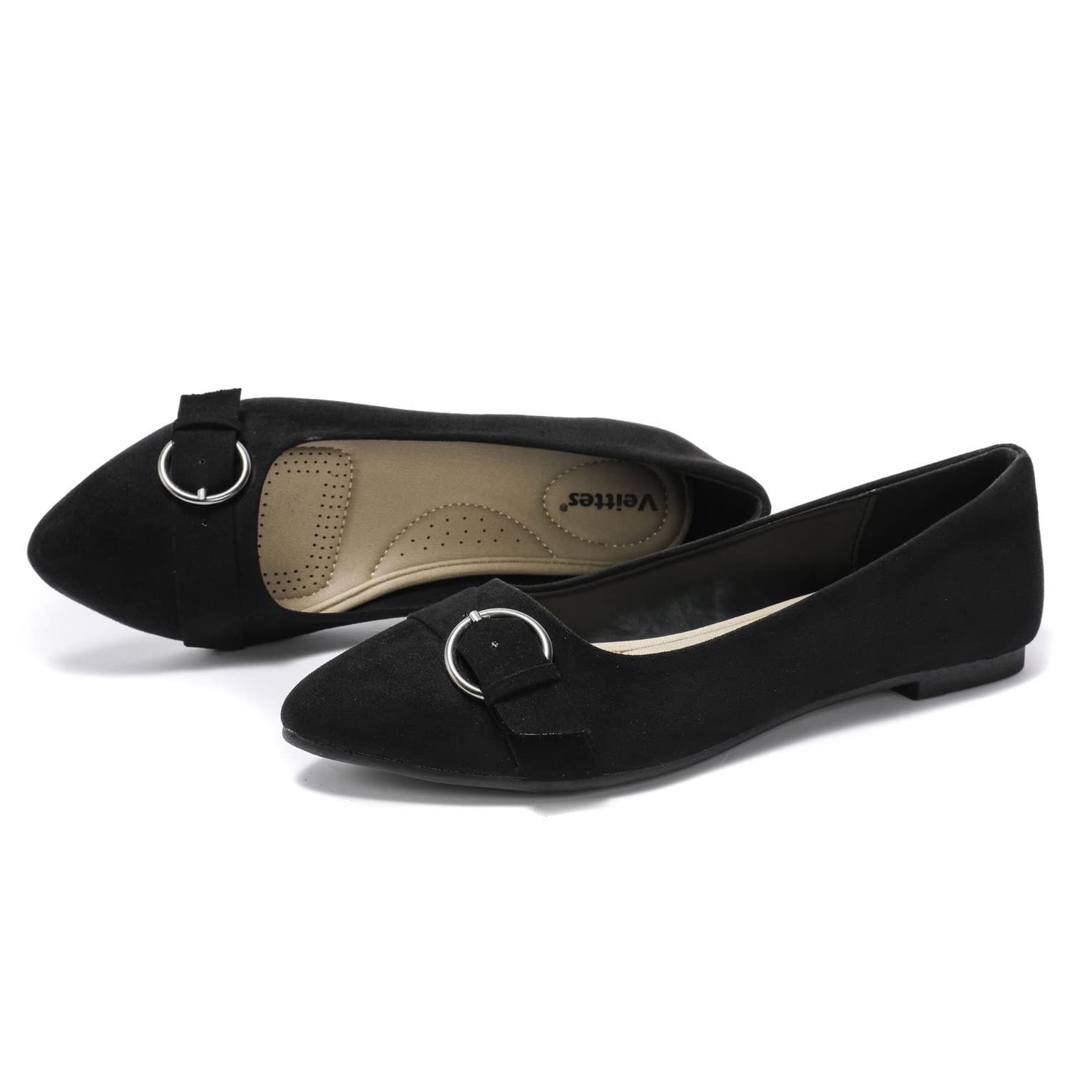 Veittes Women's Wide Width Flat Shoes - Comfortable Pointed Toe Ballet Flats for Wide Feet | Casual & Office Wear | Perfect for Work, Travel & Everyday Use