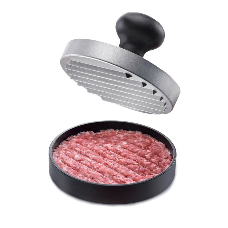 Premium Stainless Steel BBQ Devil Burger Press - Heavy Duty Hamburger Patty Maker for Grilling, Camping & Backyard Cookouts - Perfect for Juicy, Uniform Burgers Every Time