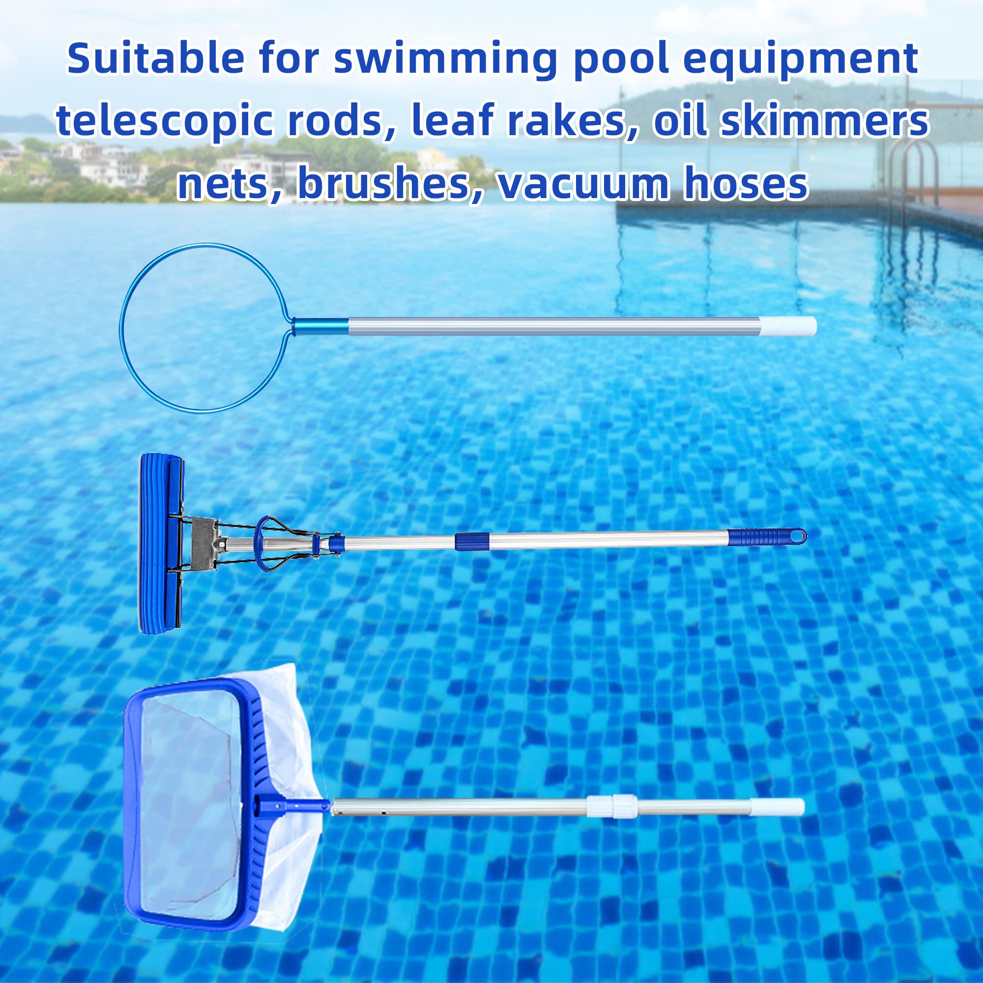 Heavy Duty Black Pool Fence Hooks 2 Pack - Slip-On Hangers for Pool Poles, Hose & Skimmer - Fits 3/4