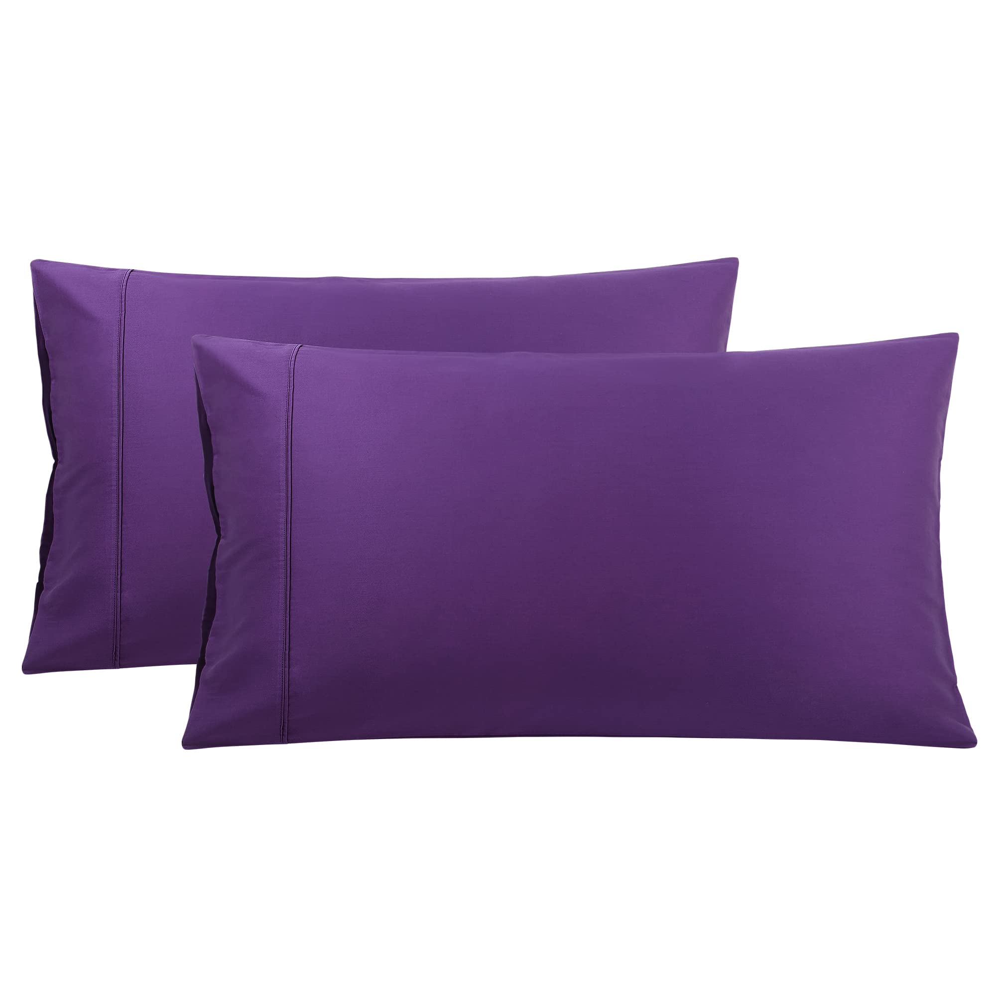PiccoCasa King Size Grape Pillowcase Set of 2 - 100% Cotton Super Soft Zipper Closure Pillow Covers 20x36 Inches for Hotel & Home Bedroom Luxury Comfort