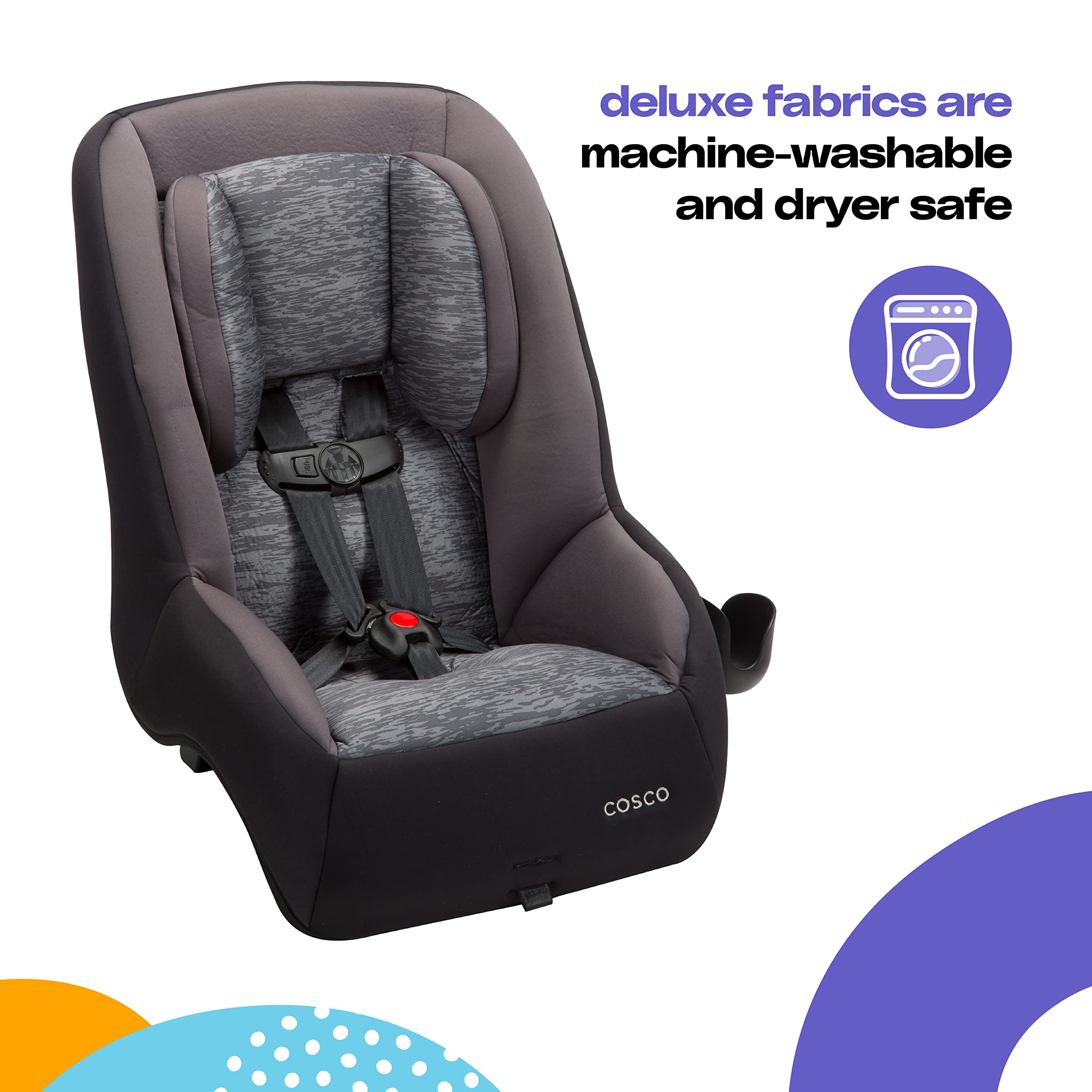 Cosco Mighty Fit 65 DX Convertible Car Seat for Toddlers & Kids | Heather Onyx | Rear & Forward Facing | Safe & Comfortable for Travel & Daily Use