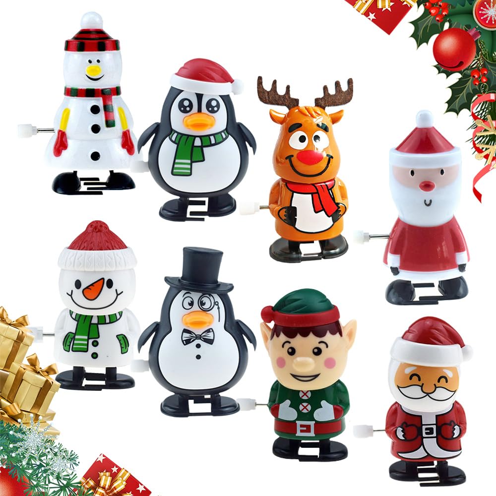 2025 Christmas Wind Up Toys Set - 8Pcs Santa Claus & Tree Clockwork Toys, Assorted Mechanical Holiday Gifts for Stocking Stuffers & Party Favors | Perfect for Christmas Decorations, Gift Exchanges & Kids Playtime