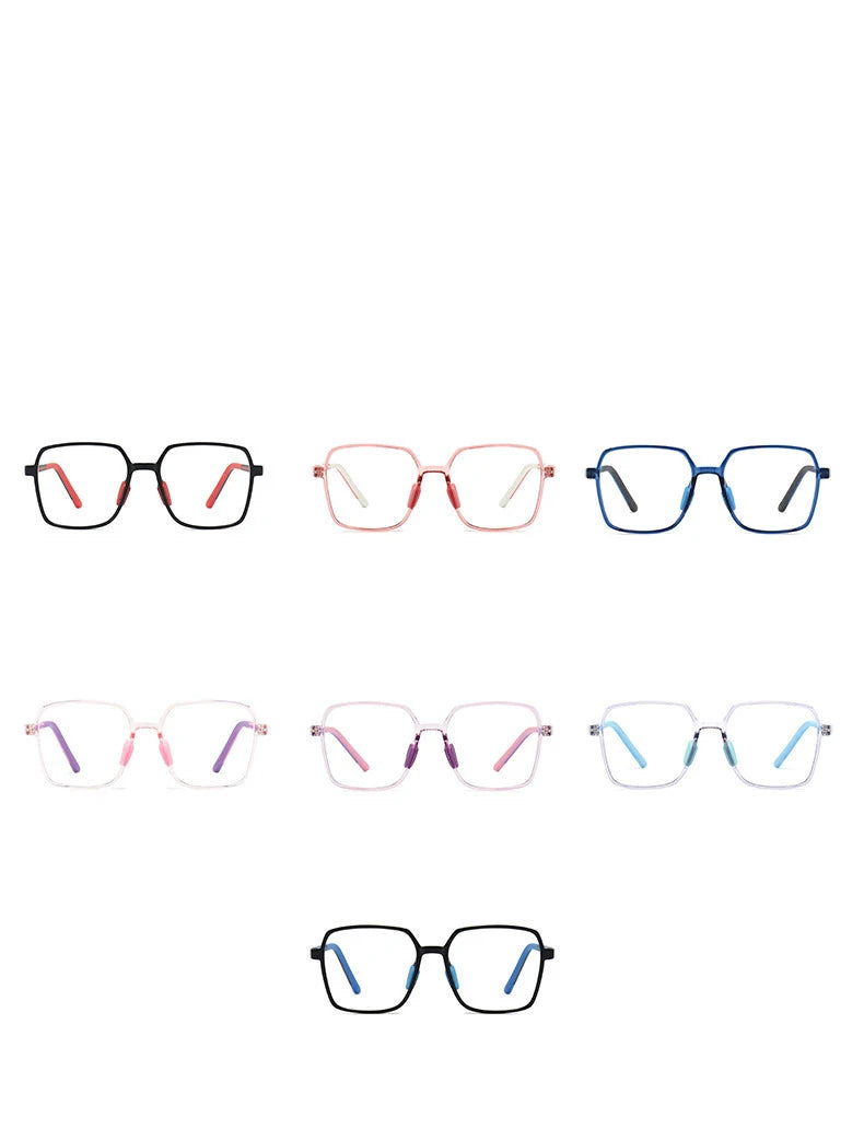 CCspace Unisex Kids Square Full Rim Titanium Eyeglasses Frame 57511 - Lightweight & Durable for School, Reading & Daily Wear