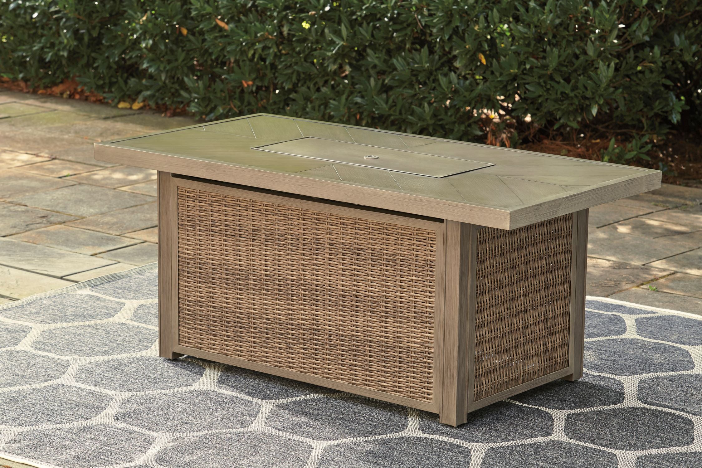 Beachcroft Outdoor Fire Pit Table - Brown Wooden Patio Heater for Backyard, Garden, and Camping - Perfect for Cozy Evenings and Outdoor Gatherings