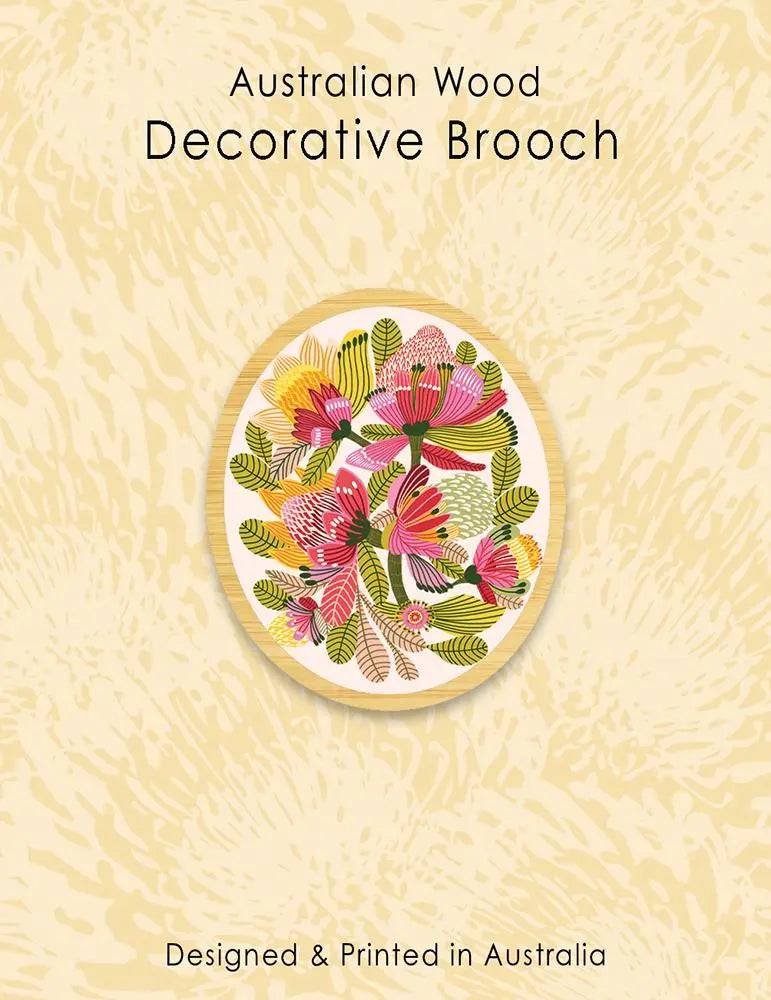 Wild Proteas Wooden Brooch - Handcrafted Floral Pin for Women - Perfect for Jackets, Scarves & Hat Accessories