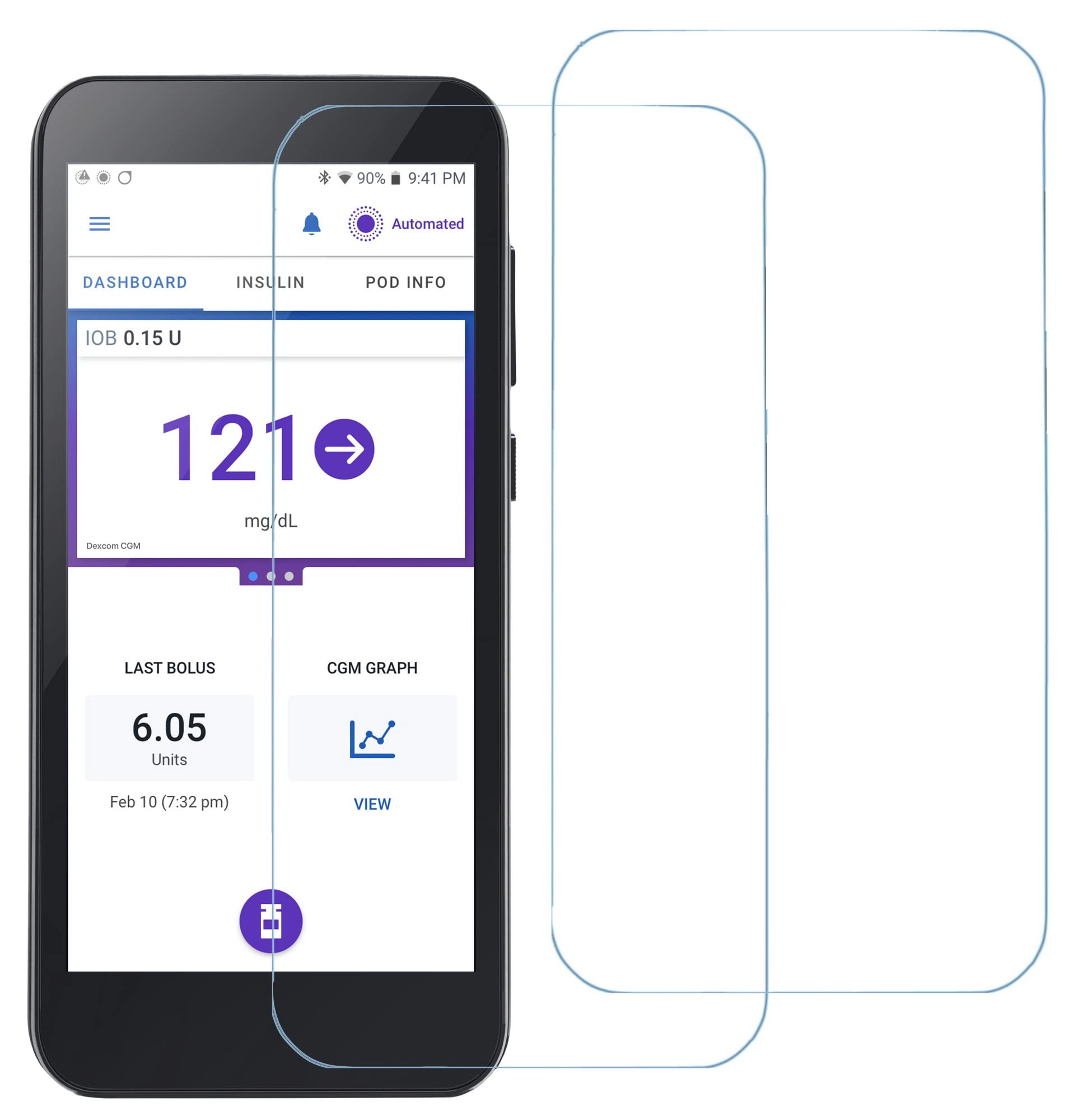 Premium Tempered Glass for Omnipod 5 - 2-Pack - Diabetes Protection