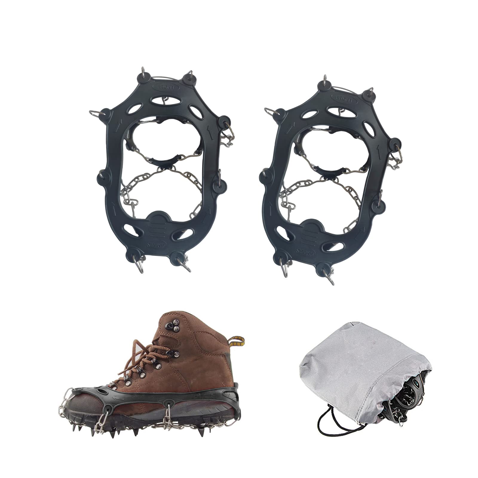 11 Spikes Kids Crampons for Hiking Boots - Anti Slip Ice Cleats with 11 Teeth for Hiking, Climbing & Walking - Toddler to Teens (Preschool, Gradeschooler) - Perfect for Winter Trails & Snowy Adventures