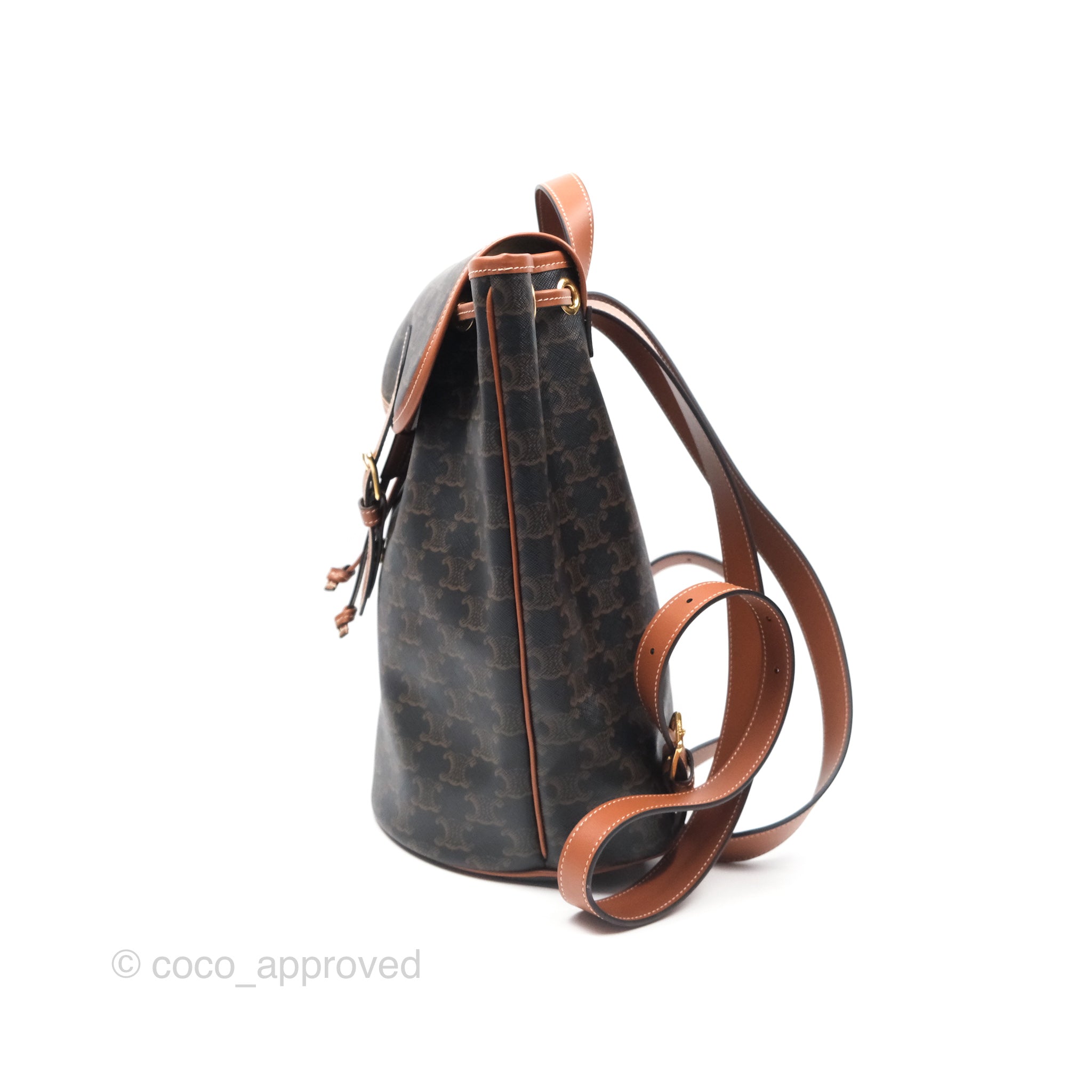 Celine Medium Folco Backpack in Triomphe Canvas & Calfskin Leather - Stylish Designer Backpack for Women, Work, Travel & Everyday Use