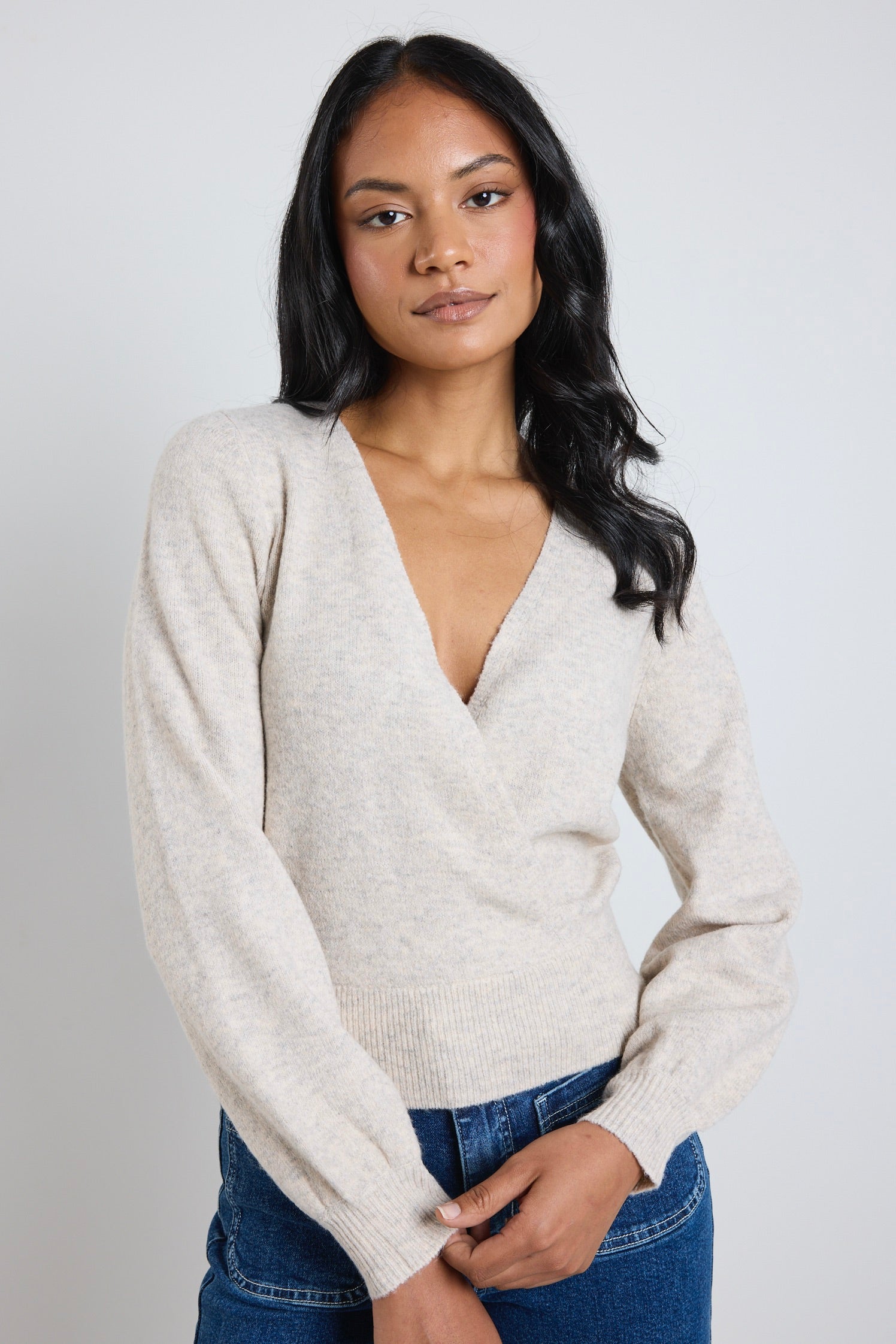 Charm Oat Marle Wrap Knit Jumper - Cozy Women's Sweater for Fall & Winter | Perfect for Office, Date Night & Casual Outfits