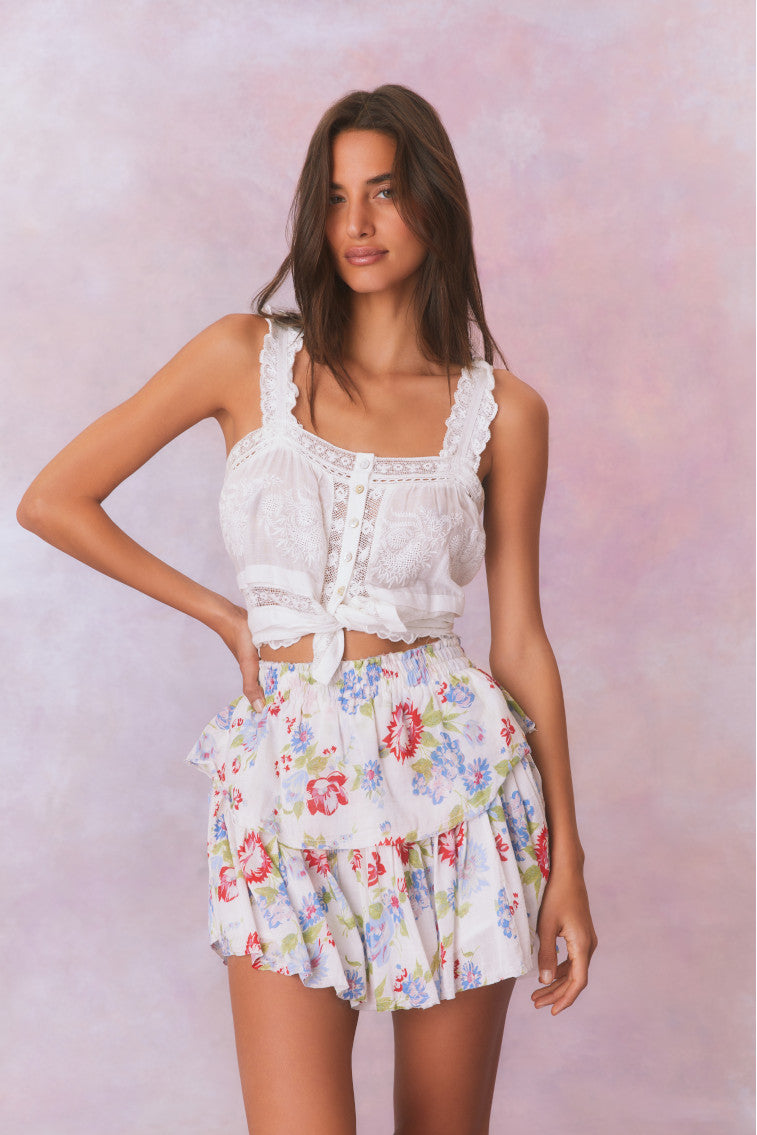 Floral Ruffle Mini Skirt for Women - Summer A-Line Skirt with Elastic Waist | Perfect for Beach, Party, and Casual Outfits