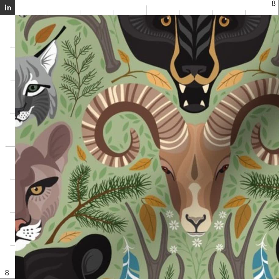 Woodland Wild Animals Printed Velvet Fabric by The Yard - Bear Nature Feather Design for Upholstery, Home Decor & Apparel | Perfect for Nursery, DIY Projects & Fashion Sewing