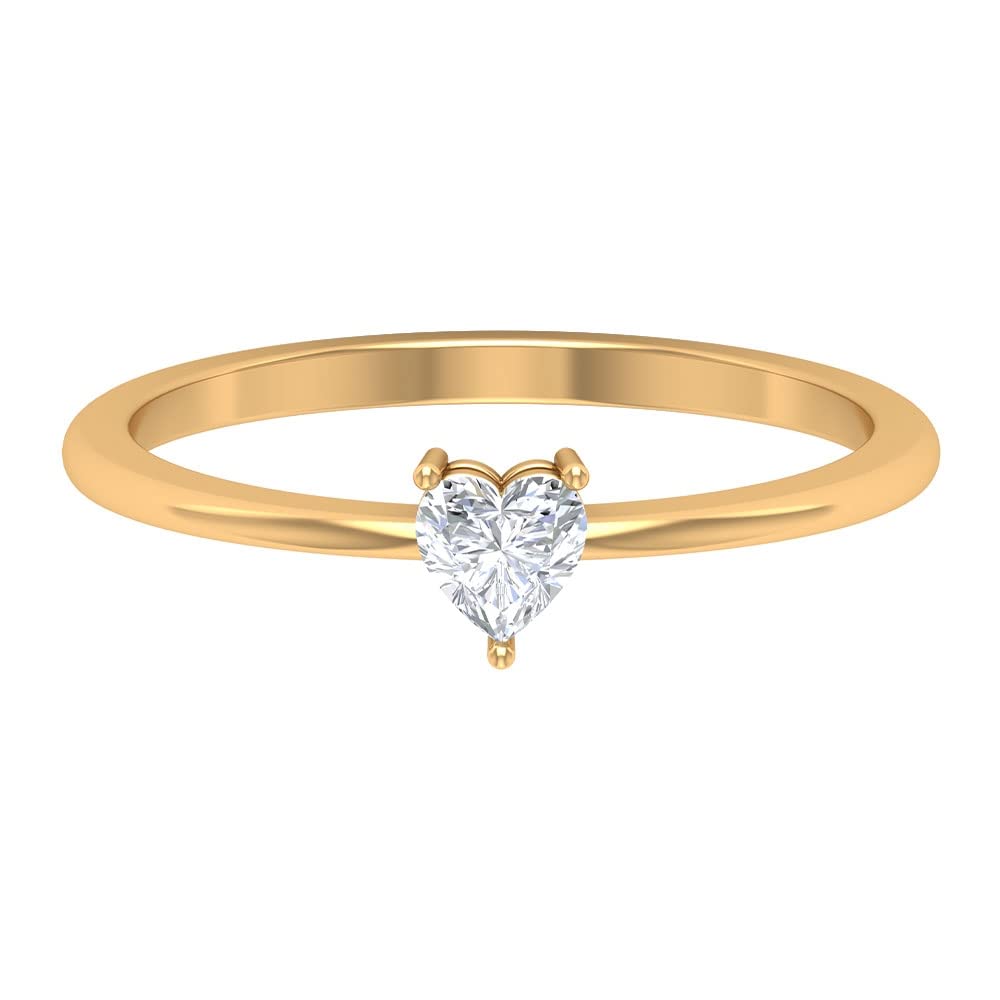 0.25 CT Heart Shaped Natural Diamond Promise Ring for Women - April Birthstone Ring in 14K Solid Gold - Perfect for Anniversaries, Engagements & Special Occasions