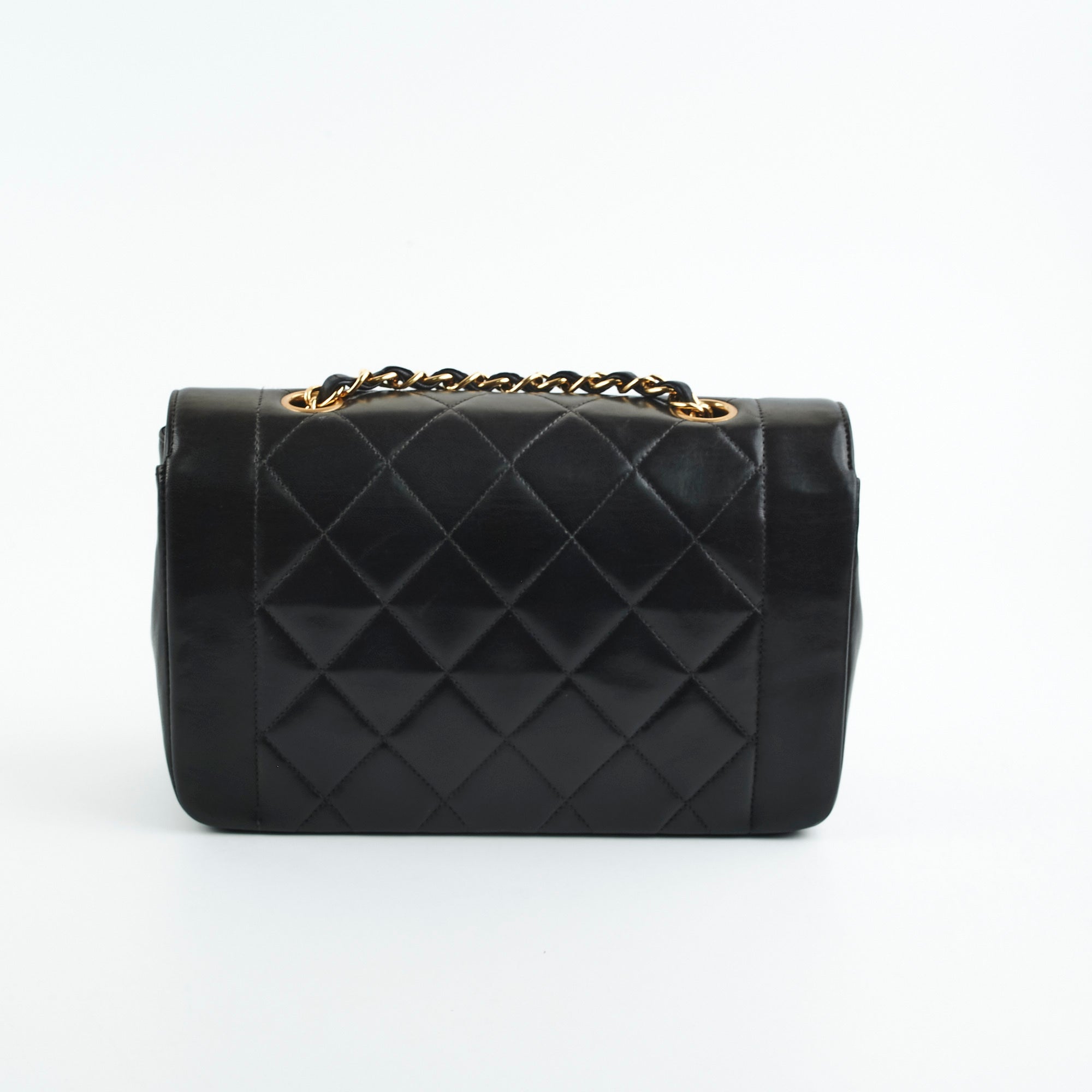 Authentic Chanel Small Vintage Diana Lambskin Leather Shoulder Bag Black - Perfect for Date Night & Special Occasions