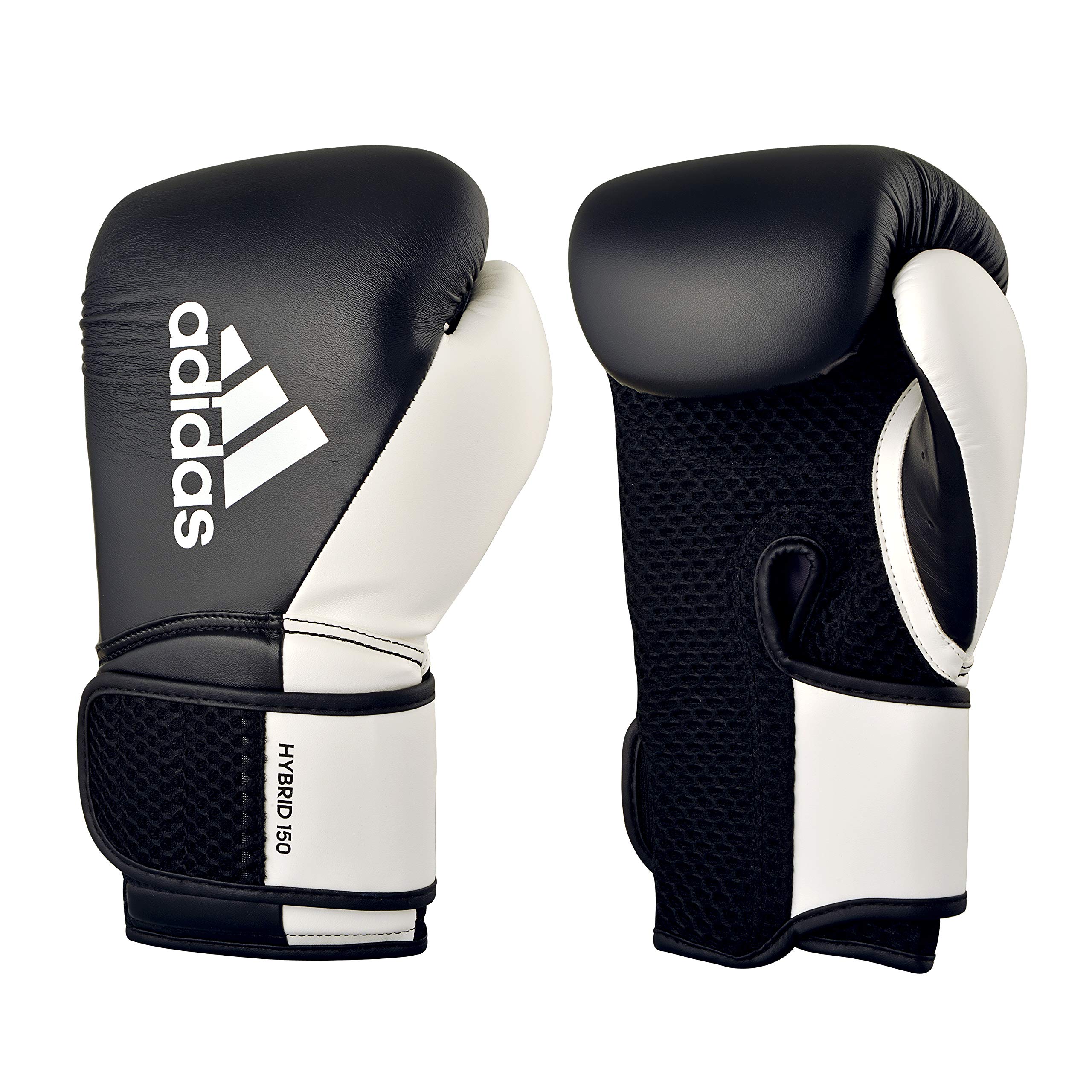 Adidas Hybrid 150 Boxing Gloves for Men & Women - 10, 12, 14, 16 Oz - Black/White & White/Black - Perfect for Boxing, Kickboxing, MMA, Training & Home Workouts