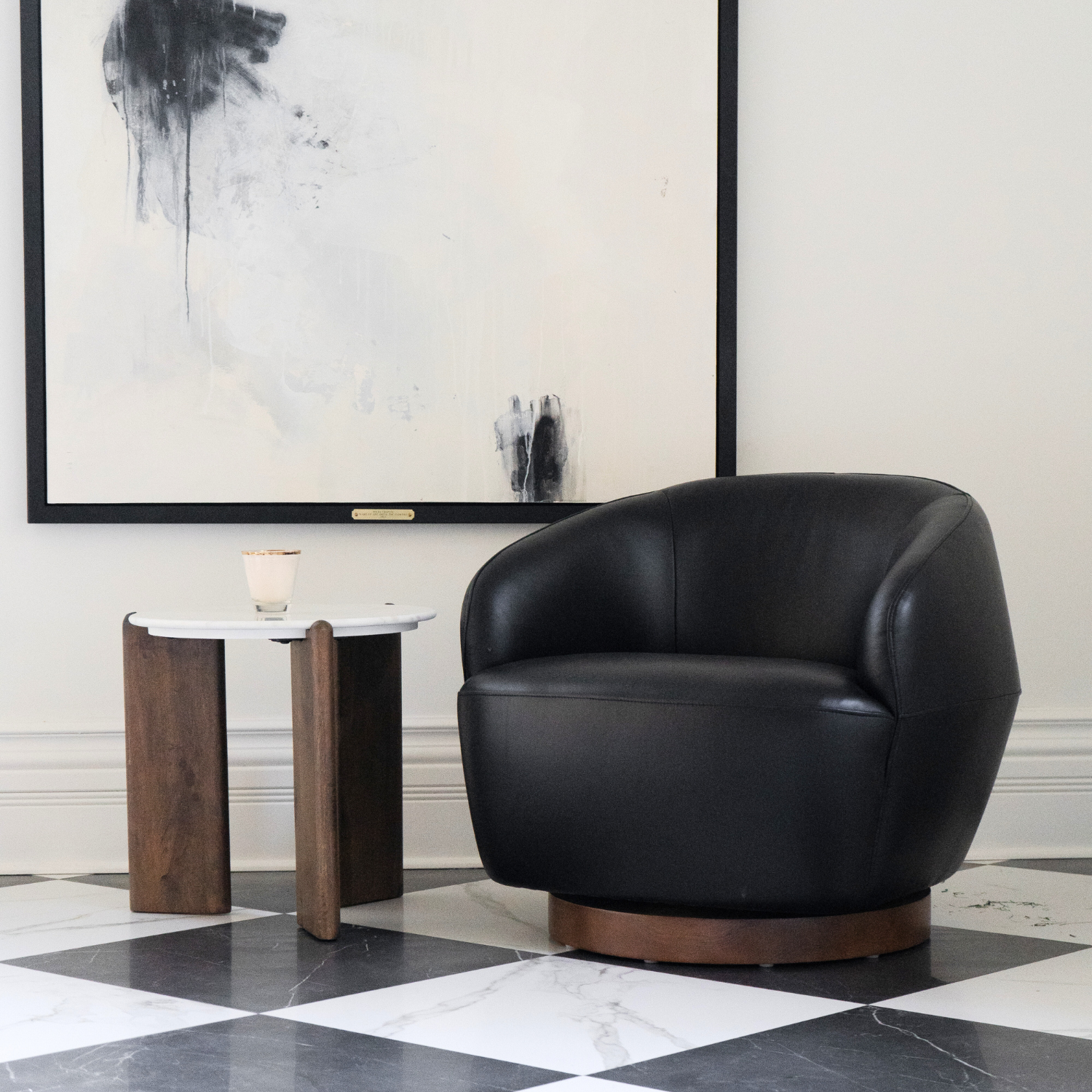 Modern Pod Leather Swivel Lounge Chair - 360° Rotating Recliner for Living Room, Bedroom & Office - Comfortable PU Leather Accent Chair with Ottoman