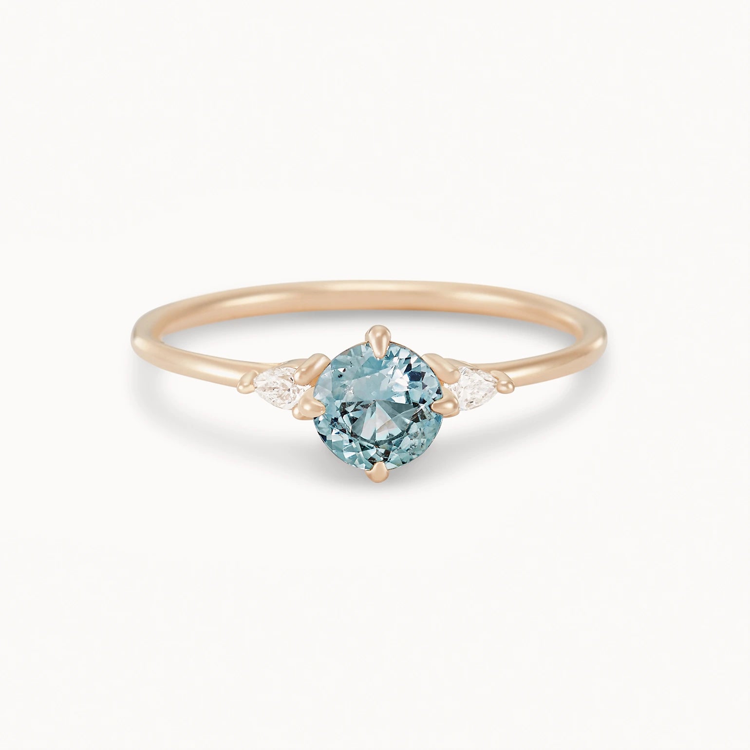 Unique 14K Yellow Gold Ring with Sky Blue Sapphire - Connected Souls Collection | Perfect for Engagements, Anniversaries & Special Occasions