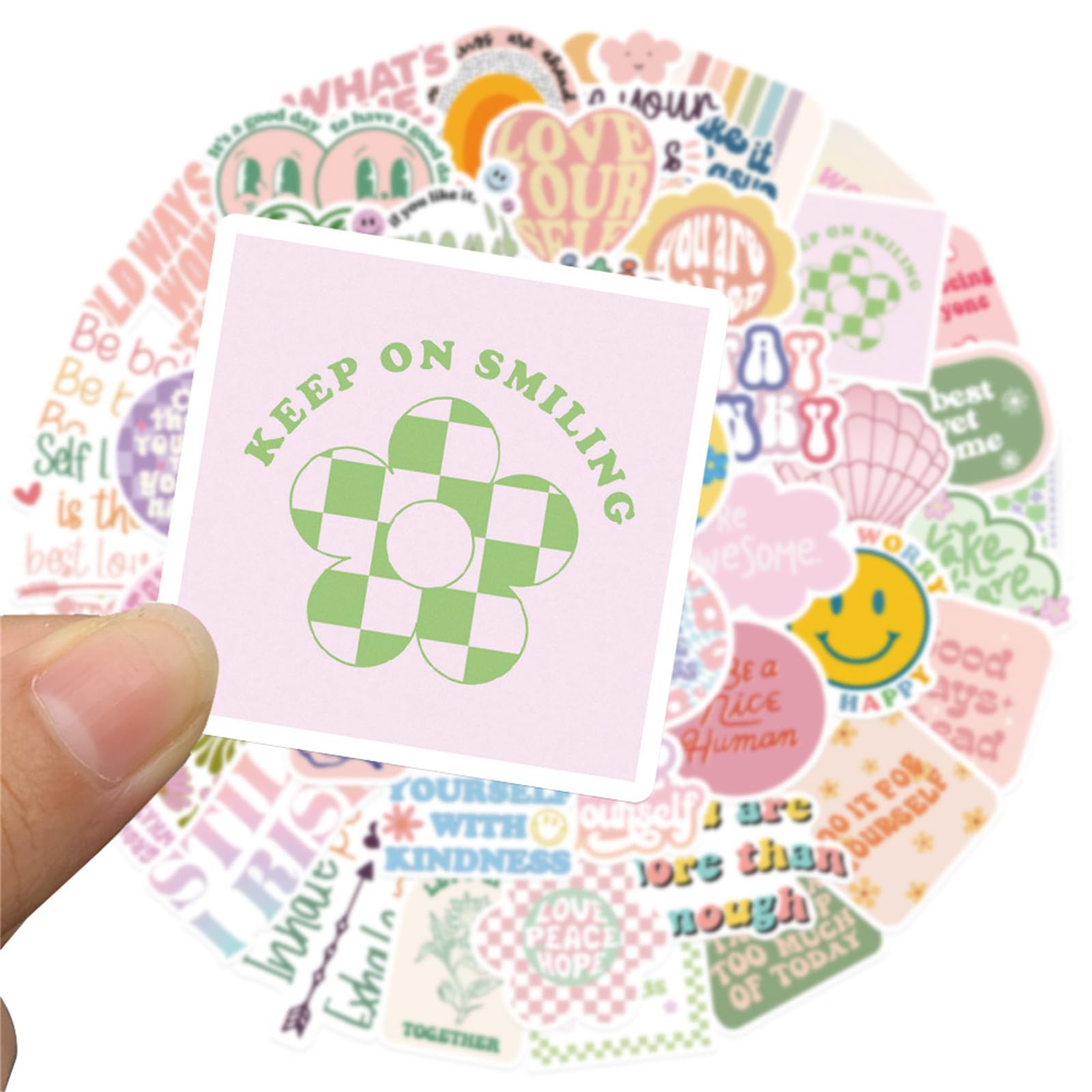 50PCS Preppy Aesthetic Stickers - Waterproof Vinyl Decals for Water Bottles, Laptops, Luggage & Skateboards - Trendy Pink Stickers for Adults, Teens & Kids - Perfect for School, Travel & DIY Projects