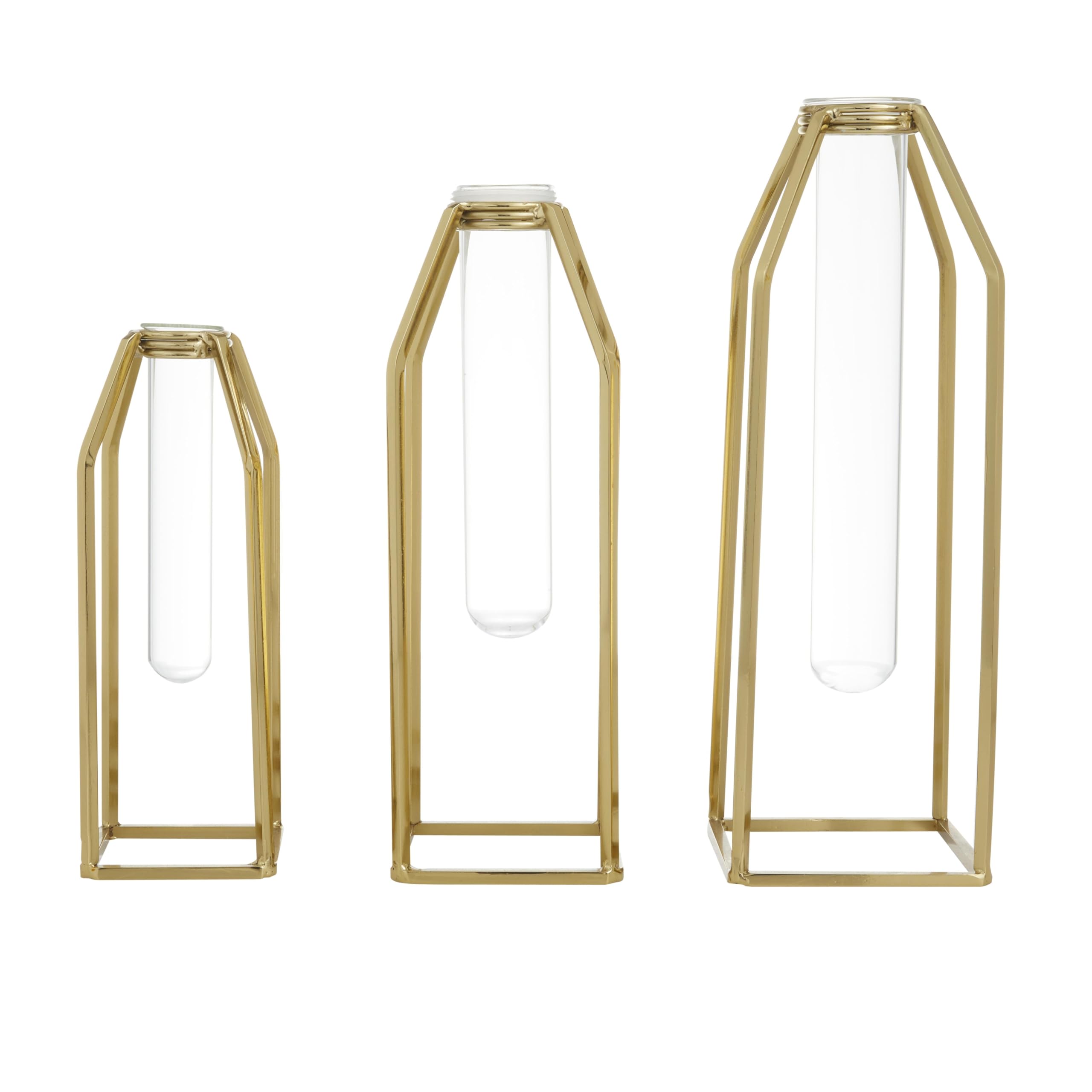CosmoLiving by Cosmopolitan Stainless Steel Decorative Vase Set - 3 Modern Gold Flower Vases (13