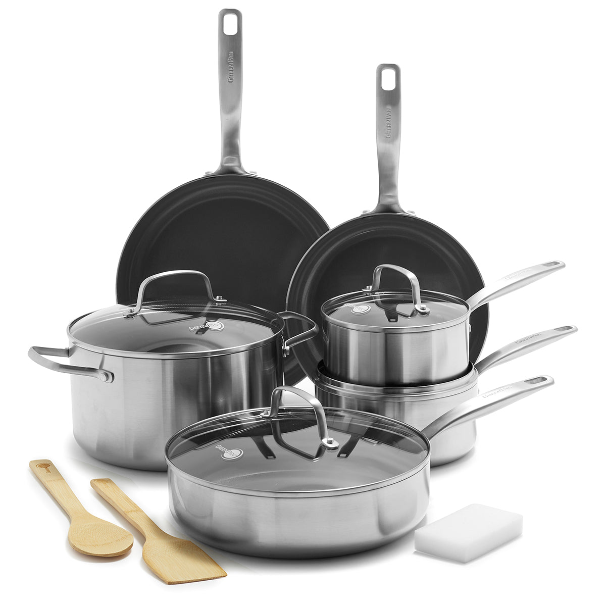Premium Chatham 12-Piece Stainless Steel Cookware Set - Nonstick Pots & Pans for Professional Cooking, Baking & Family Meals